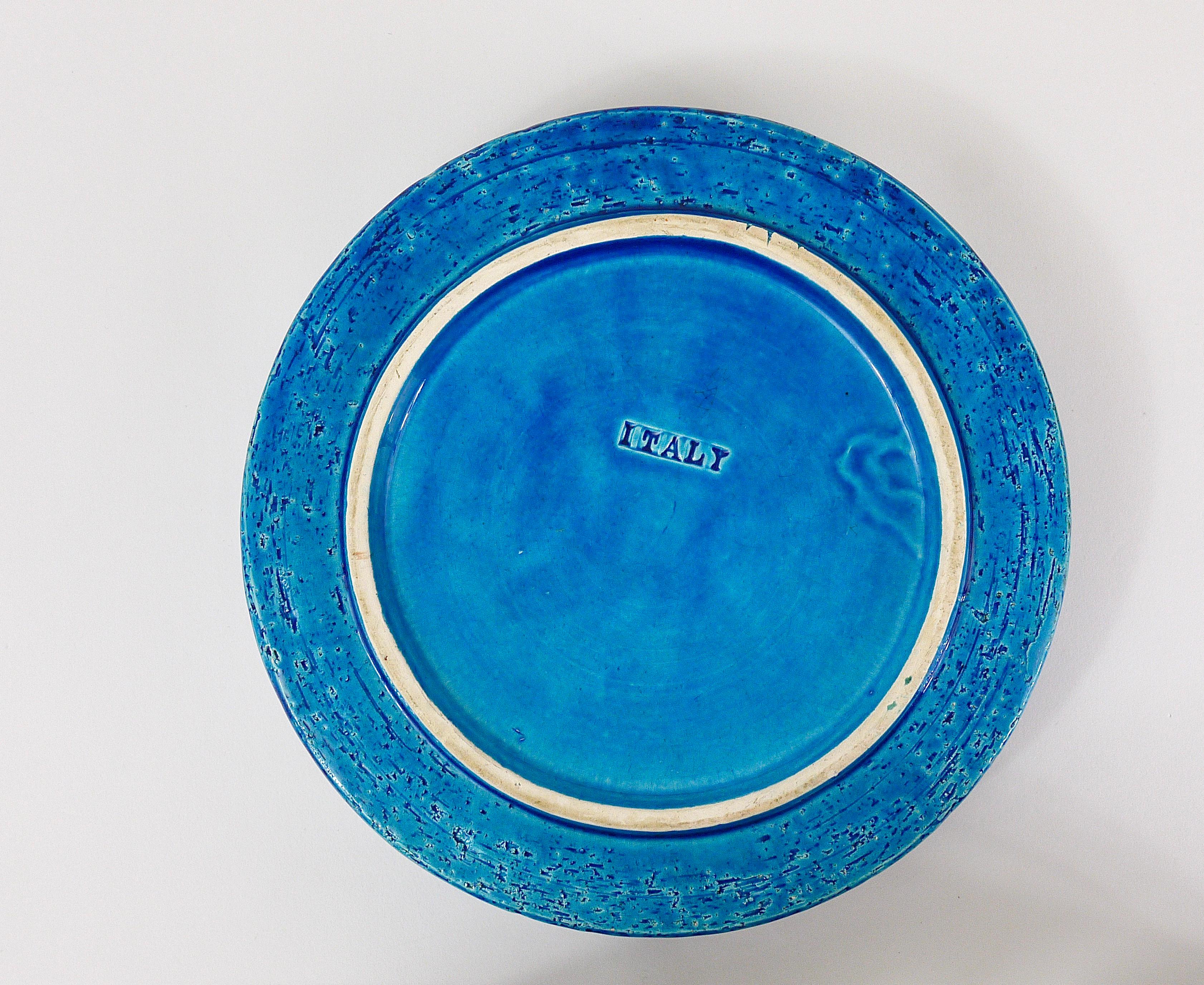 Aldo Londi Bitossi Very Large Round Rimini Blue Glazed Midcentury Ashtray, 1950s In Good Condition For Sale In Vienna, AT
