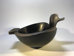 Aldo Londi Bitossi Vintage Ceramic Duck Bowl Ashtray Hunting Fishing Cabin 1960s