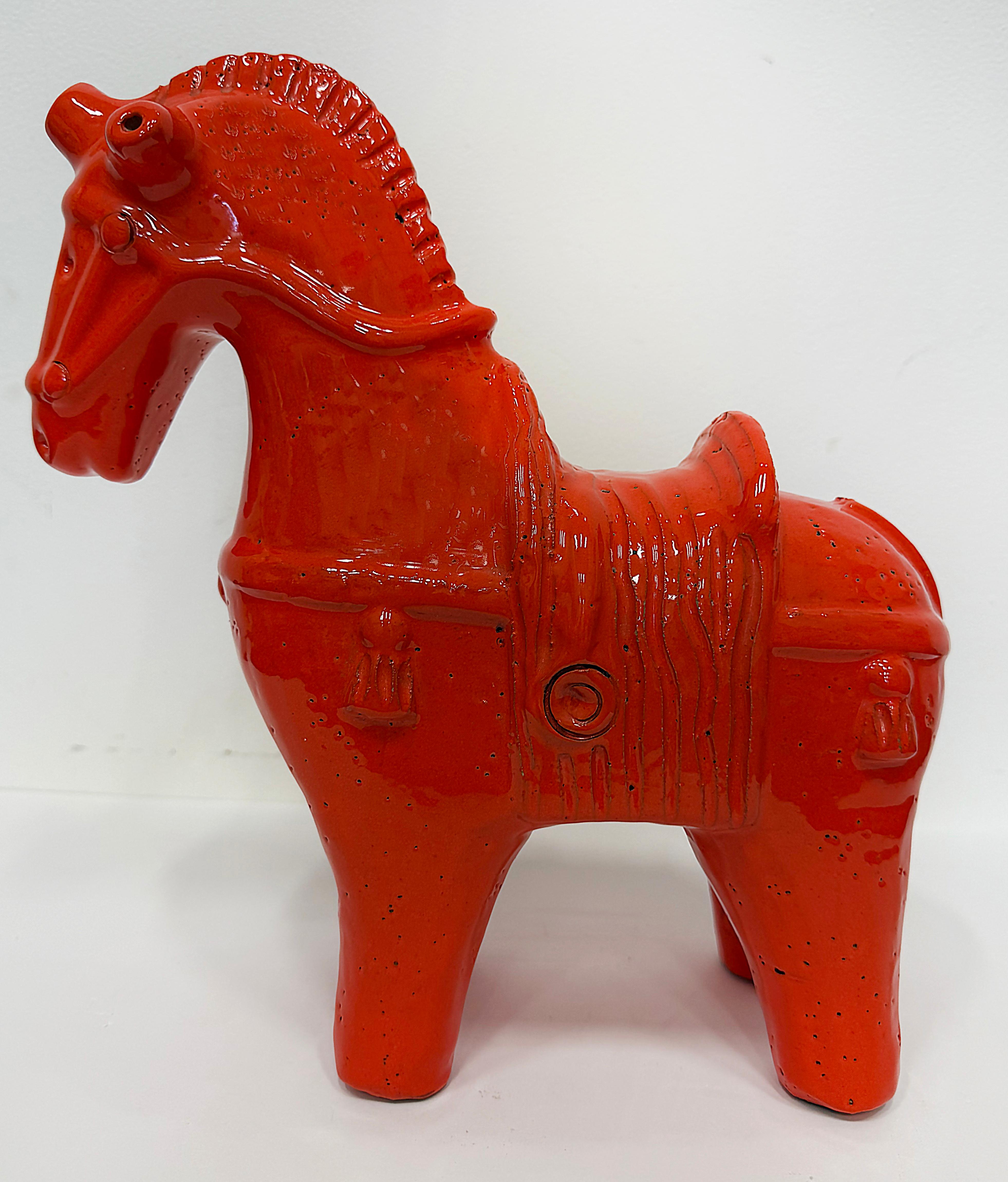 Mid-Century moderno Scultura di cavallo in ceramica smaltata vintage di Aldo Londi Bitossi, anni '60 - Italia in vendita