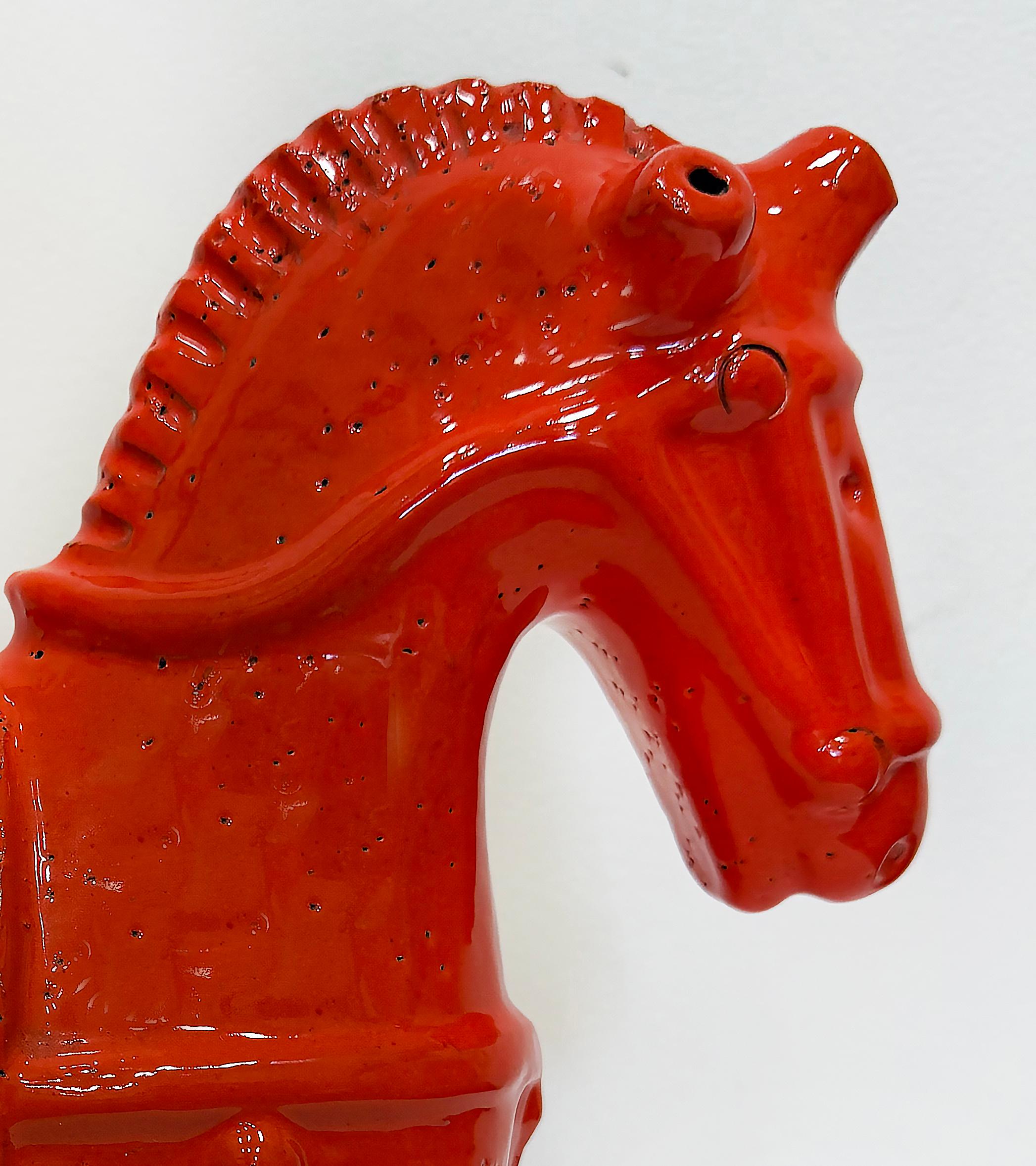 XX secolo Scultura di cavallo in ceramica smaltata vintage di Aldo Londi Bitossi, anni '60 - Italia in vendita