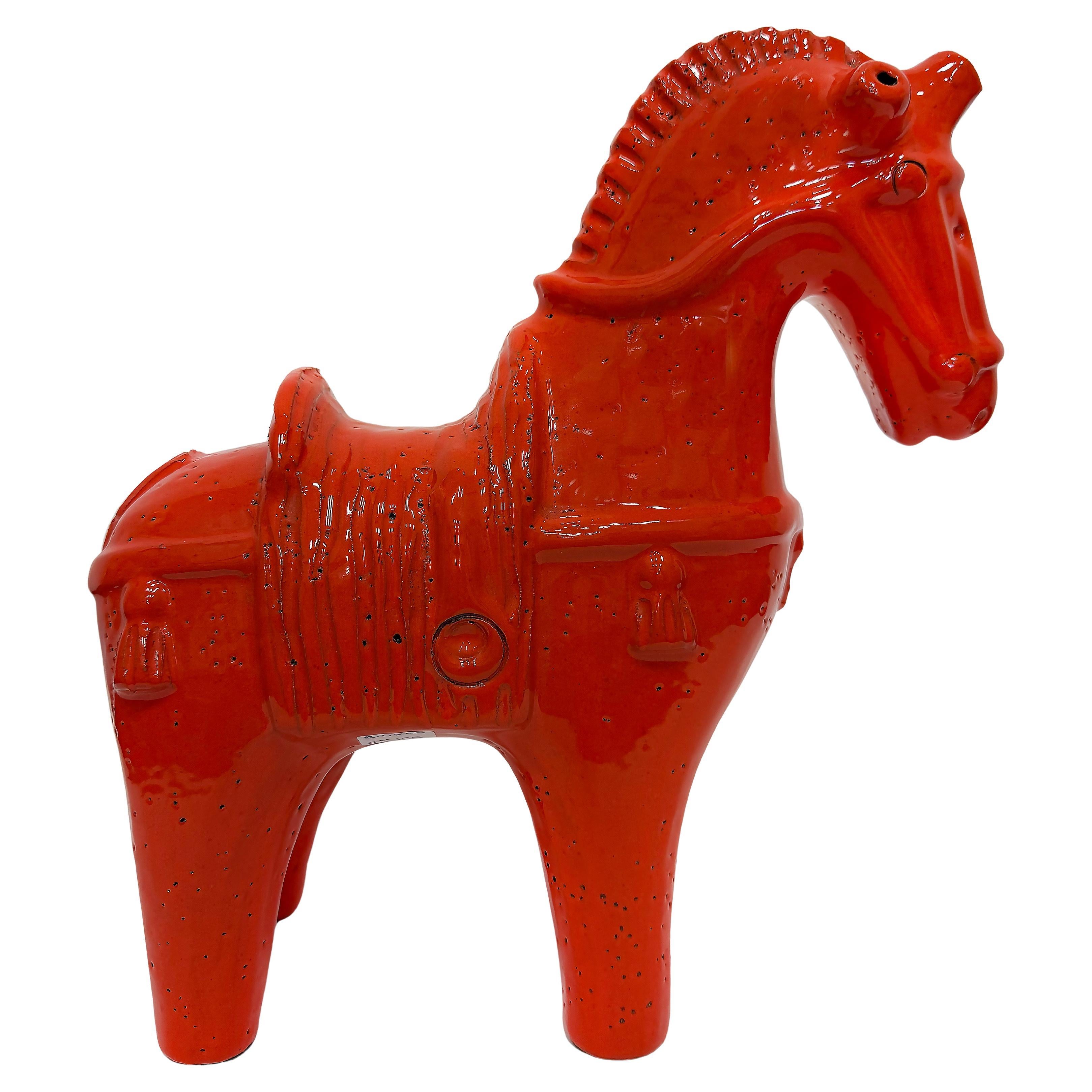 Aldo Londi Bitossi Escultura de caballo de cerámica esmaltada vintage, años 60 Italia