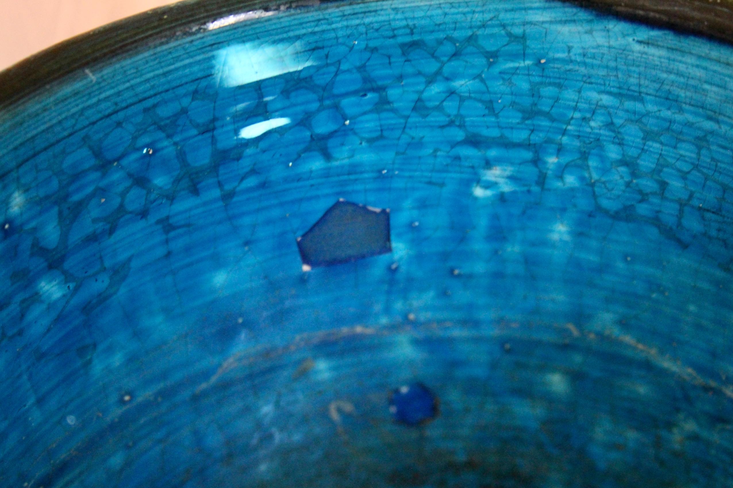 Italian Aldo Londi blue ceramic vase For Sale