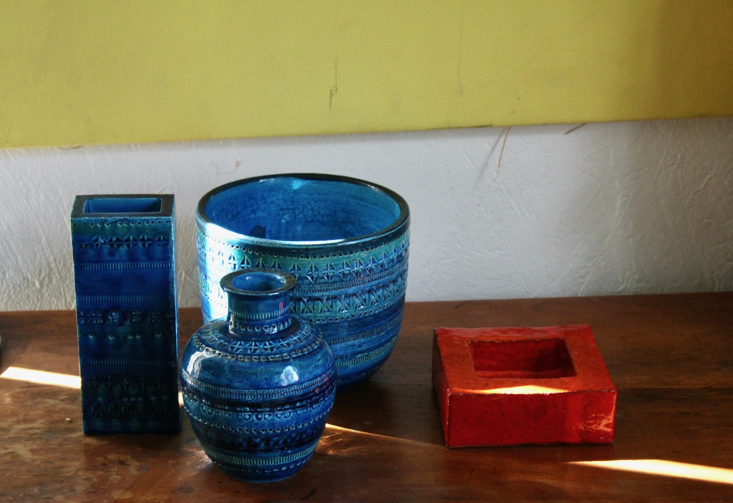 Aldo Londi blue ceramic vase For Sale 1