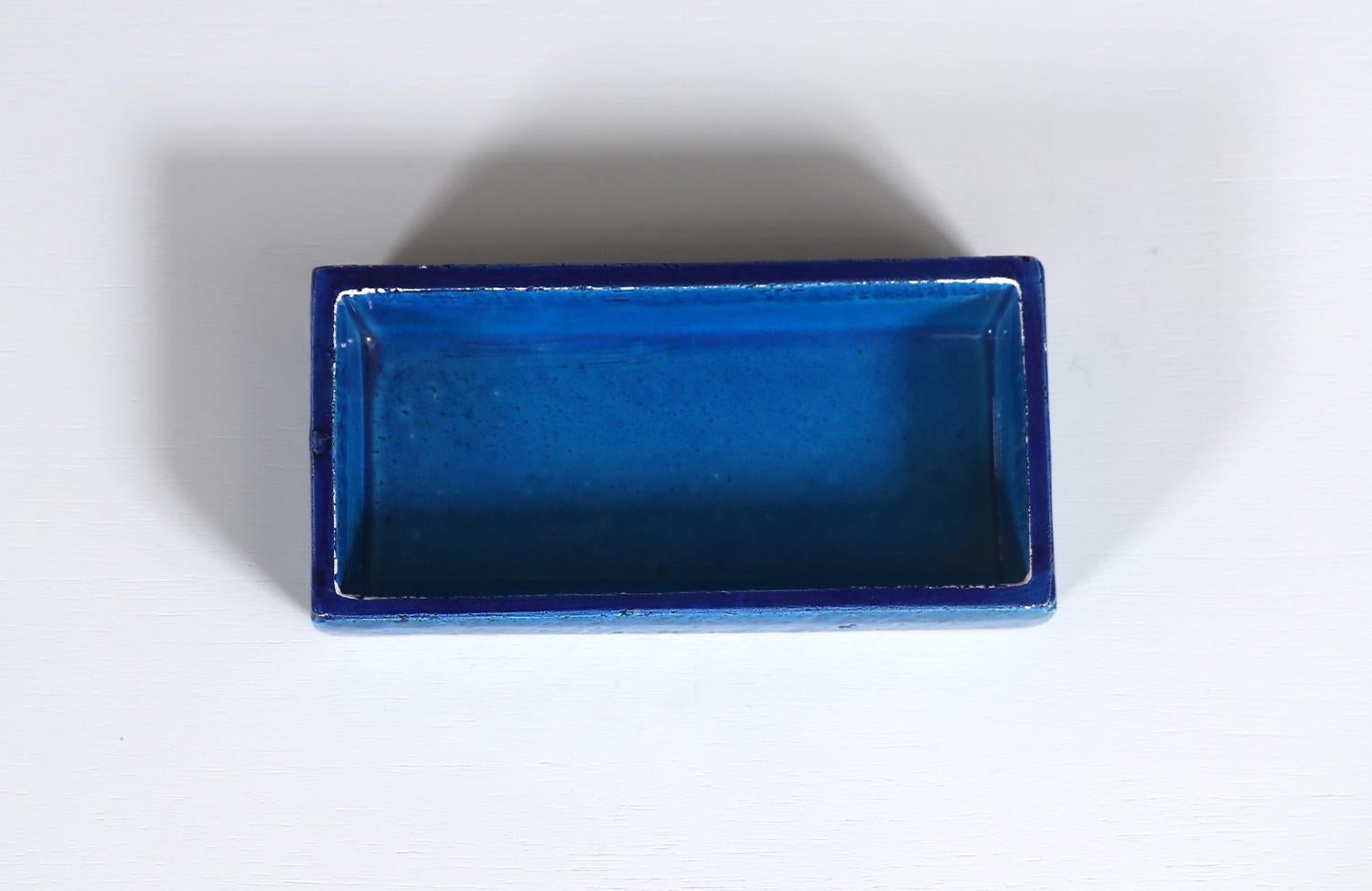 Aldo Londi Blue Glazed Ceramic Floral Lidded Box 4