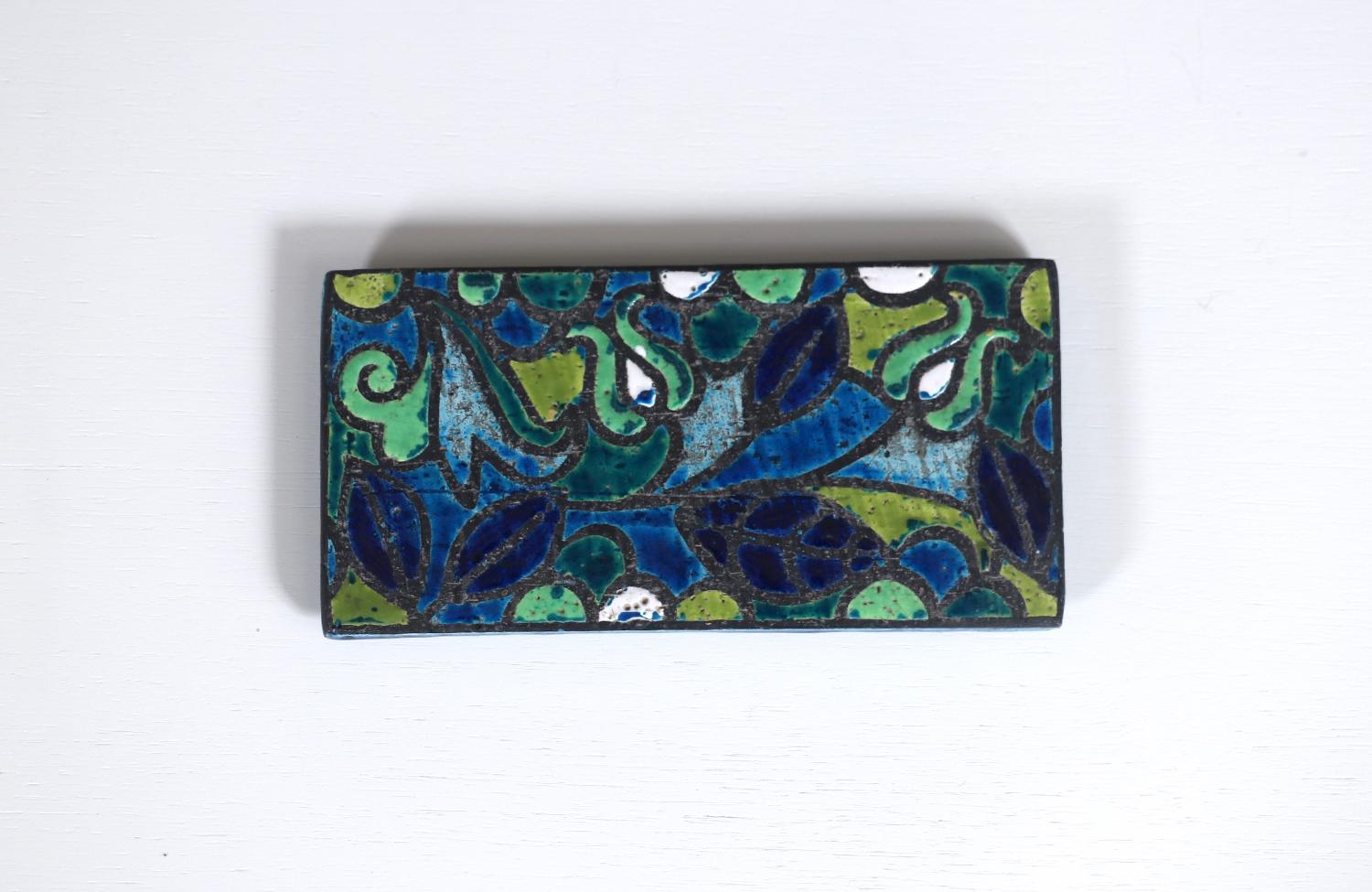 Aldo Londi Blue Glazed Ceramic Floral Lidded Box 5