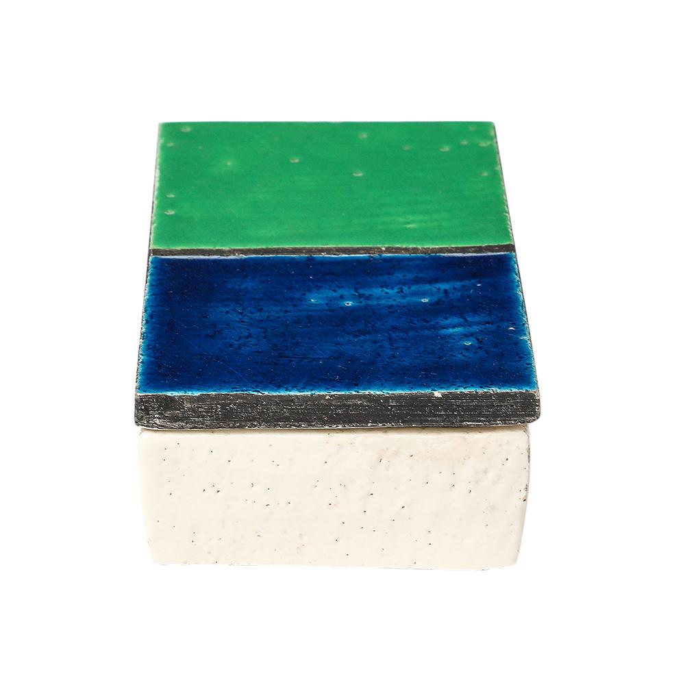 Mid-Century Modern Aldo Londi Box, Mondrian, Ceramic, Blue, Green, Black, Signed, Rosenthal Netter For Sale
