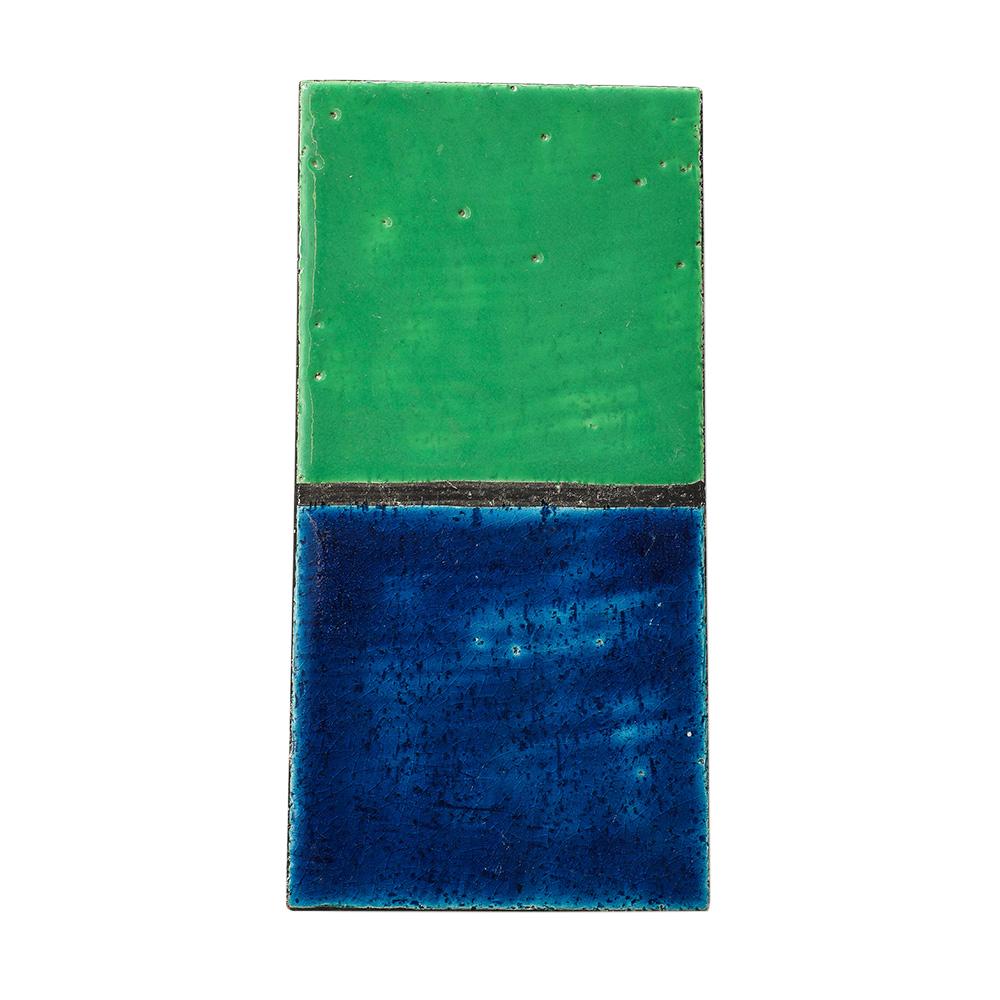 Glazed Aldo Londi Box, Mondrian, Ceramic, Blue, Green, Black, Signed, Rosenthal Netter For Sale