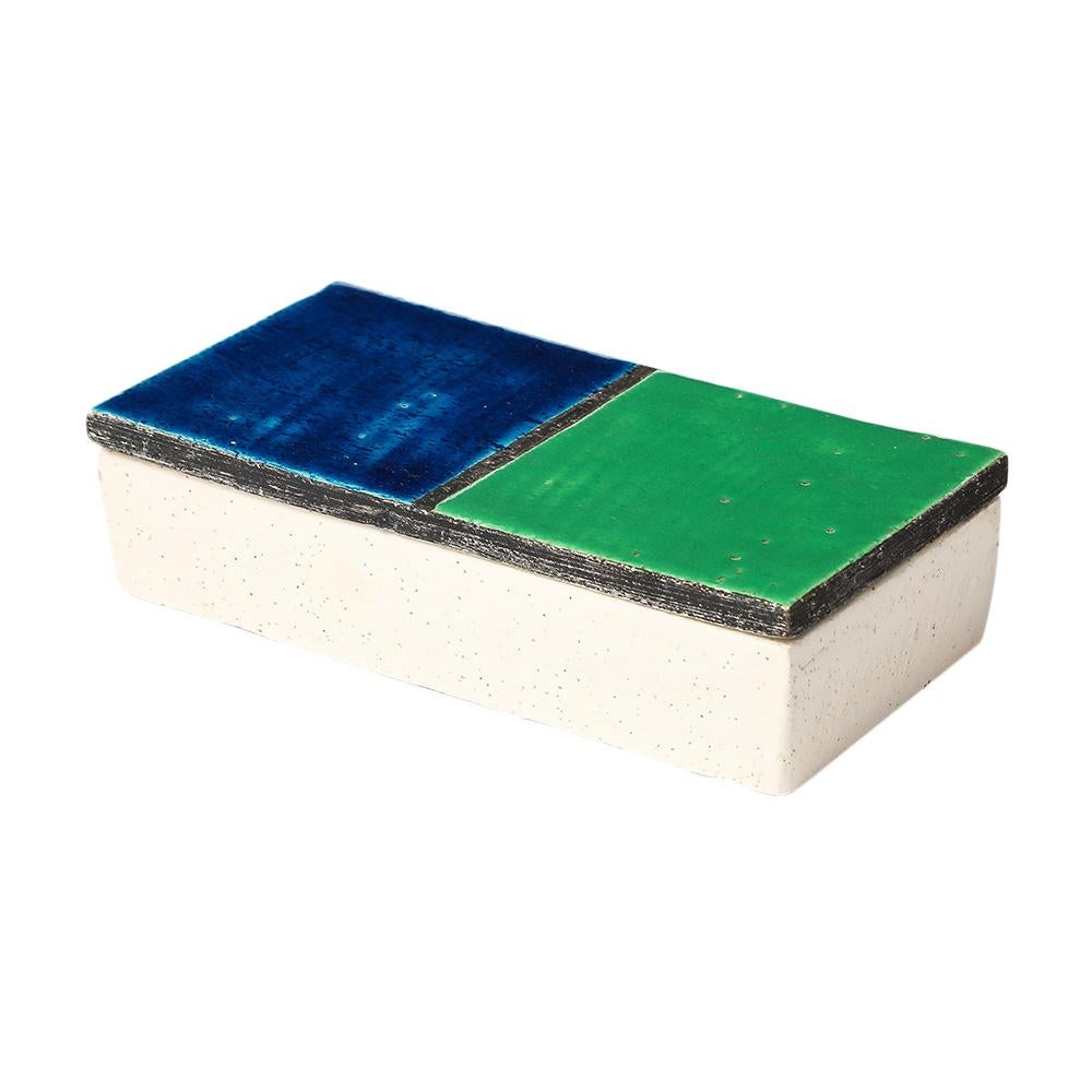 Aldo Londi Box, Mondrian, Ceramic, Blue, Green, Black, Signed, Rosenthal Netter For Sale 2