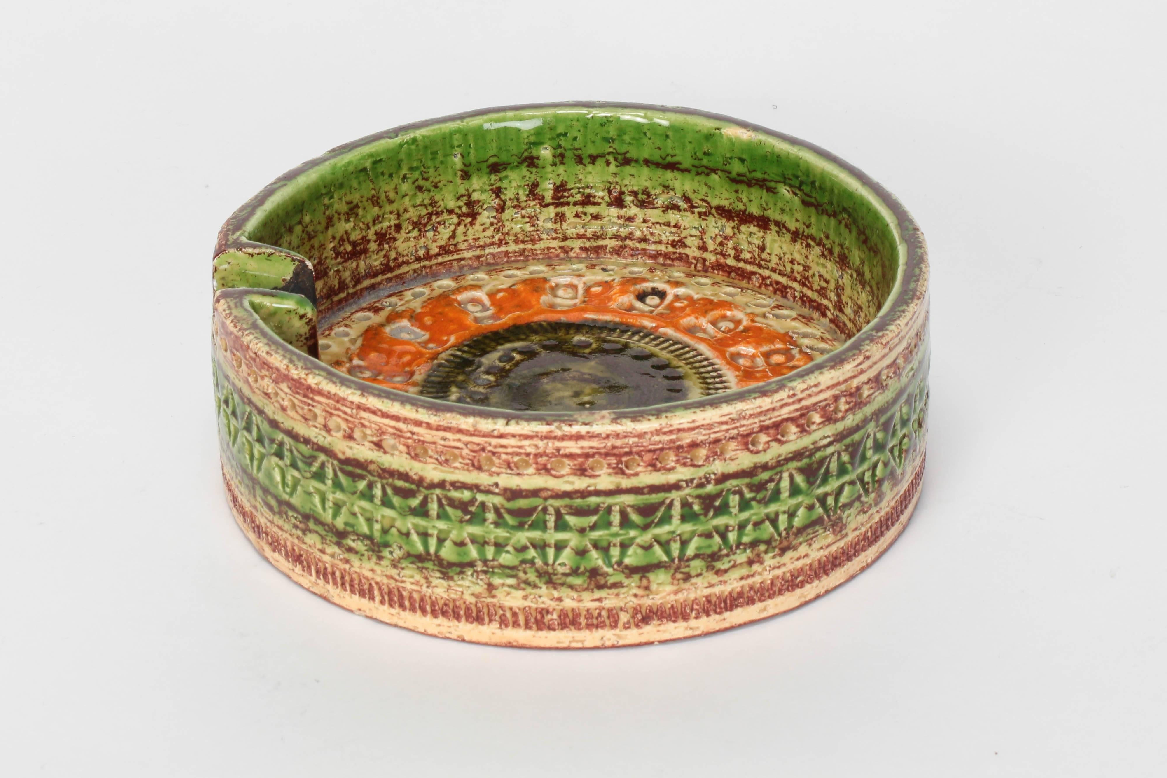 Mid-Century Modern Aldo Londi Ceramic Ashtray for Bitossi Sahara Pattern, 1960s For Sale