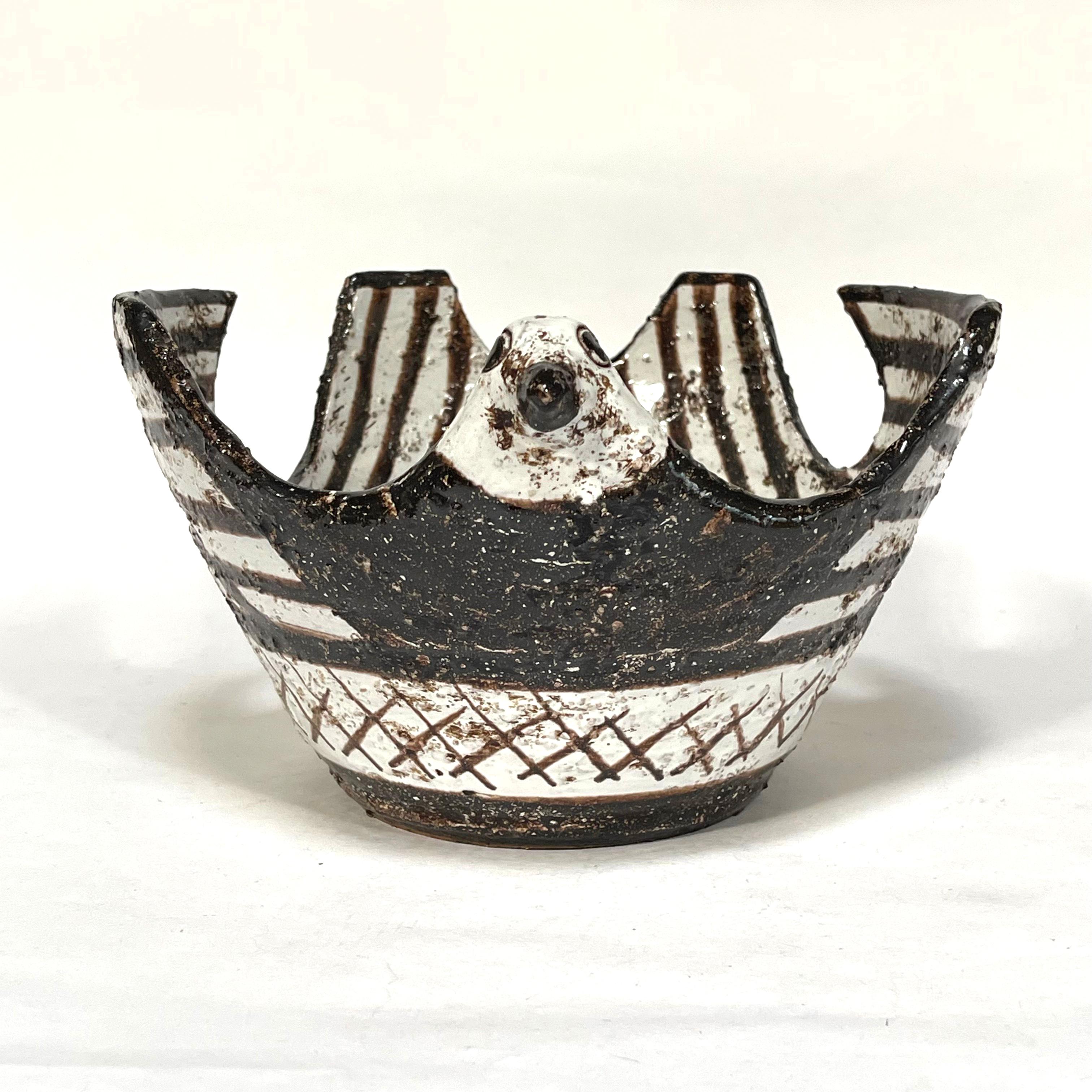 Mid-Century Modern Bol à oiseaux en céramique Aldo Londi de Bitossi