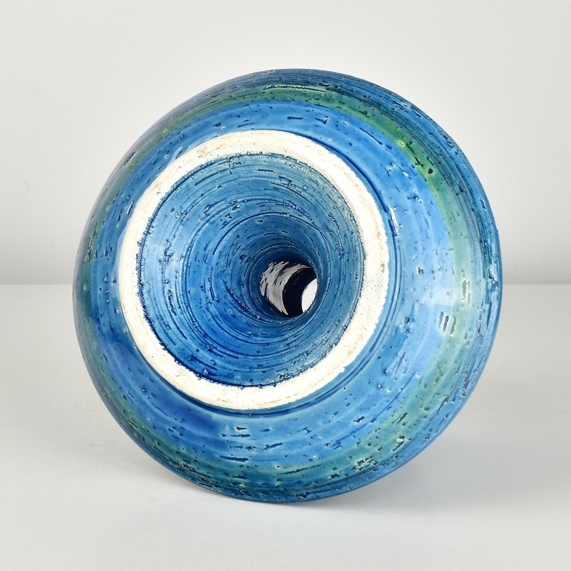 Aldo Londi Candeliere in ceramica smaltata blu Bitossi metà del XX secolo Rimini Blu In condizioni buone in vendita a Bad Säckingen, DE