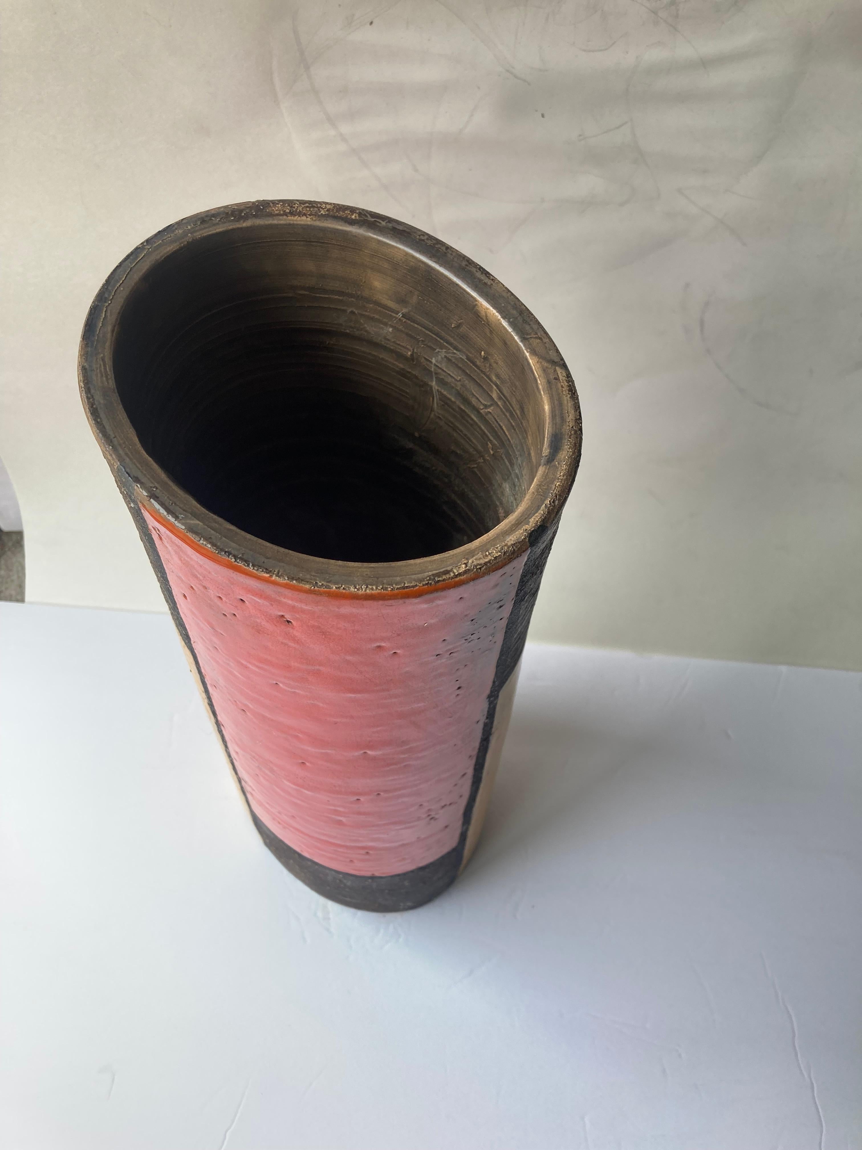 Aldo Londi, Keramik/Keramik Vase von Bitossi, Geometrisch/Mondrian Muster (Moderne) im Angebot