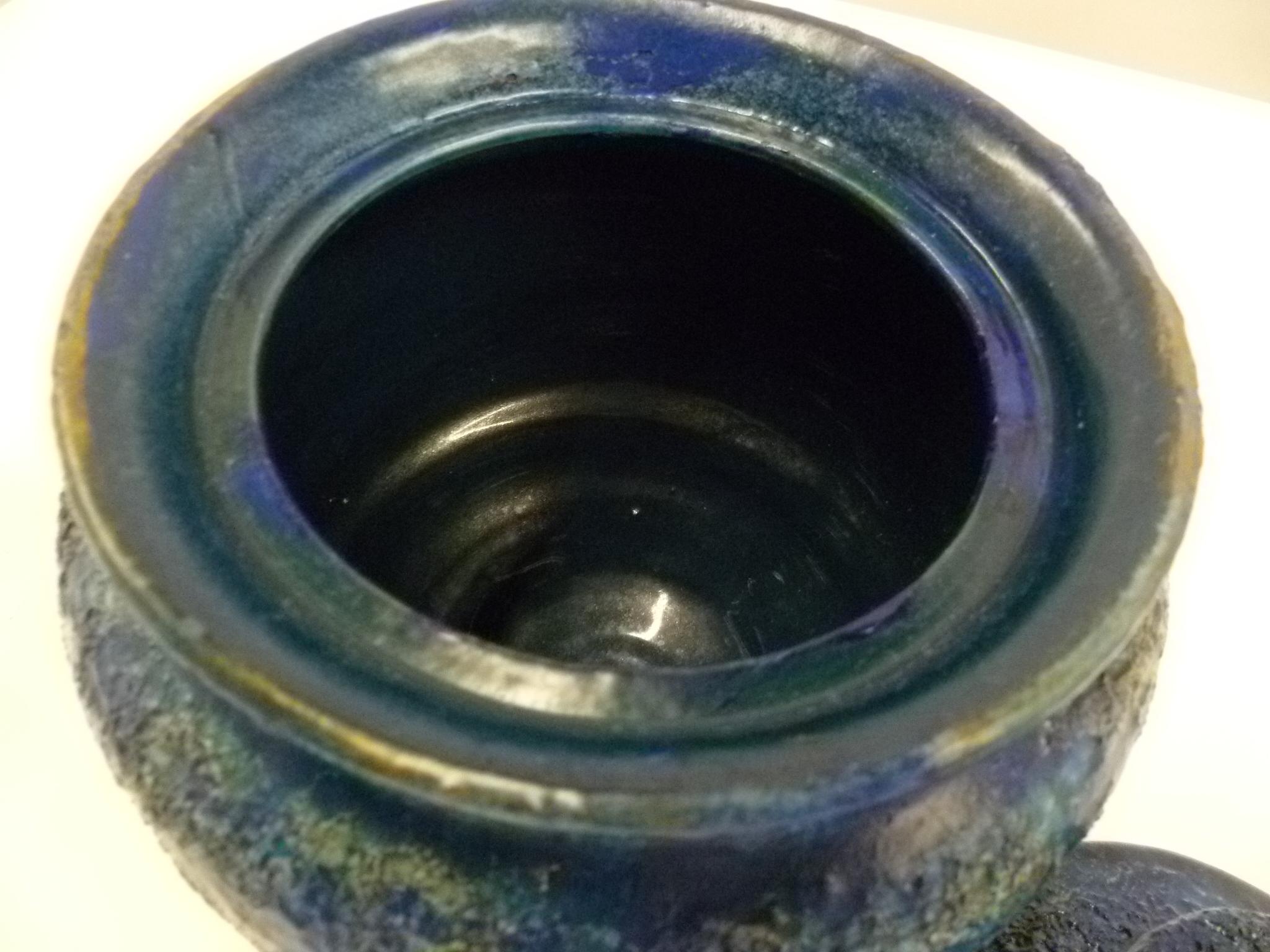 Glazed Aldo Londi Cinese Modern Lidded Vessel for Rosenthal Netter Bitossi Italy 1960s