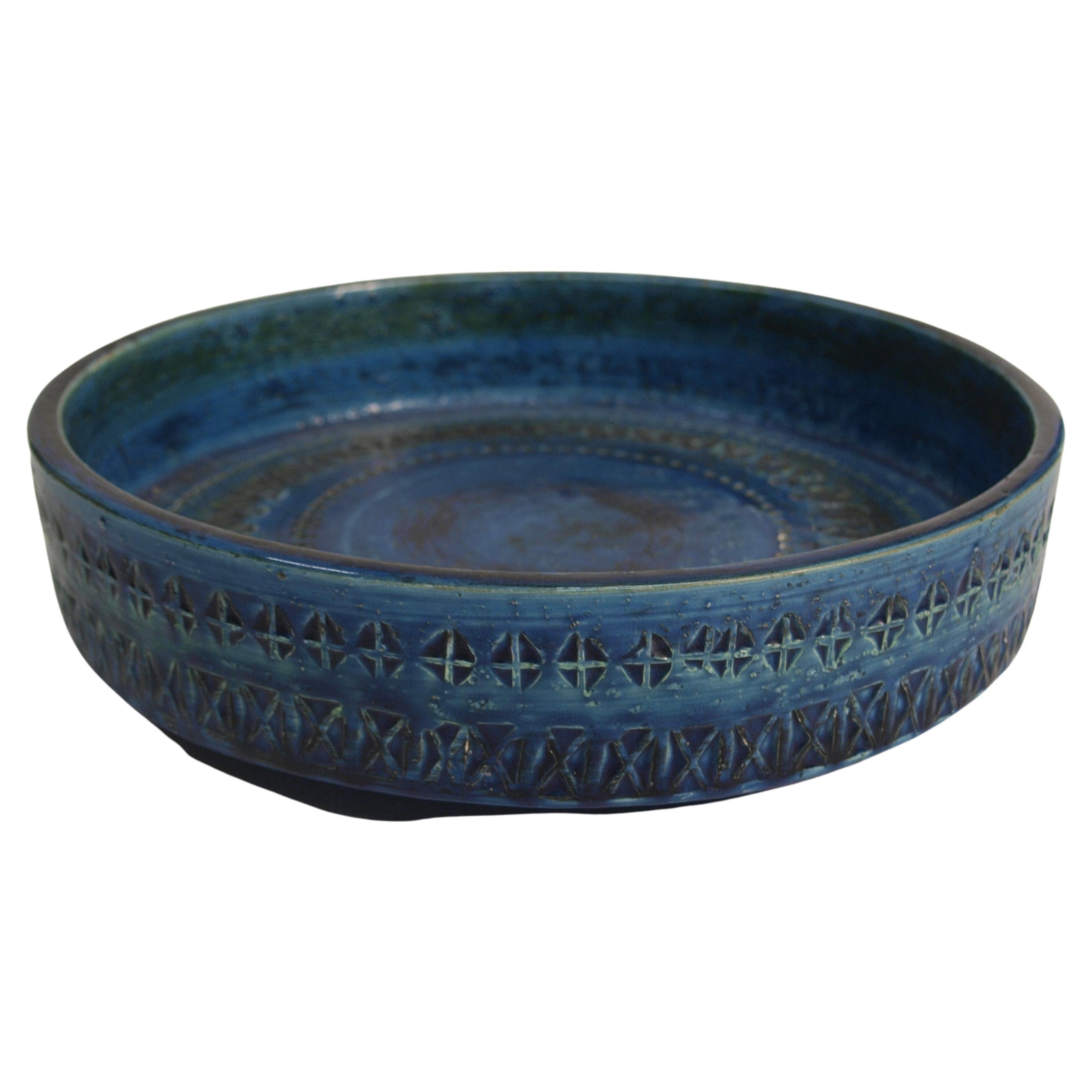 Other Aldo Londi Circular Ceramic Bowl, Blue Glazed, Bitossi, Mid-20th Century For Sale