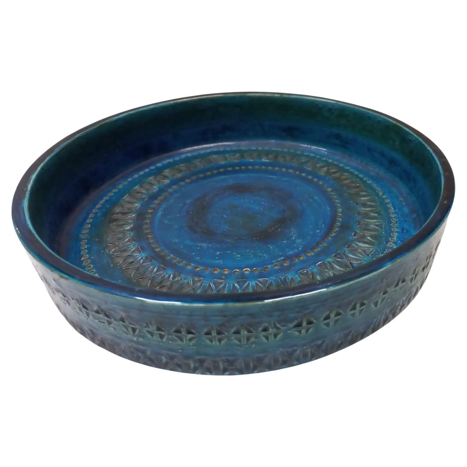 Rundes Keramik-Set von Aldo Londi, blau glasiert, Bitossi, Mitte des 20. Jahrhunderts im Angebot 6