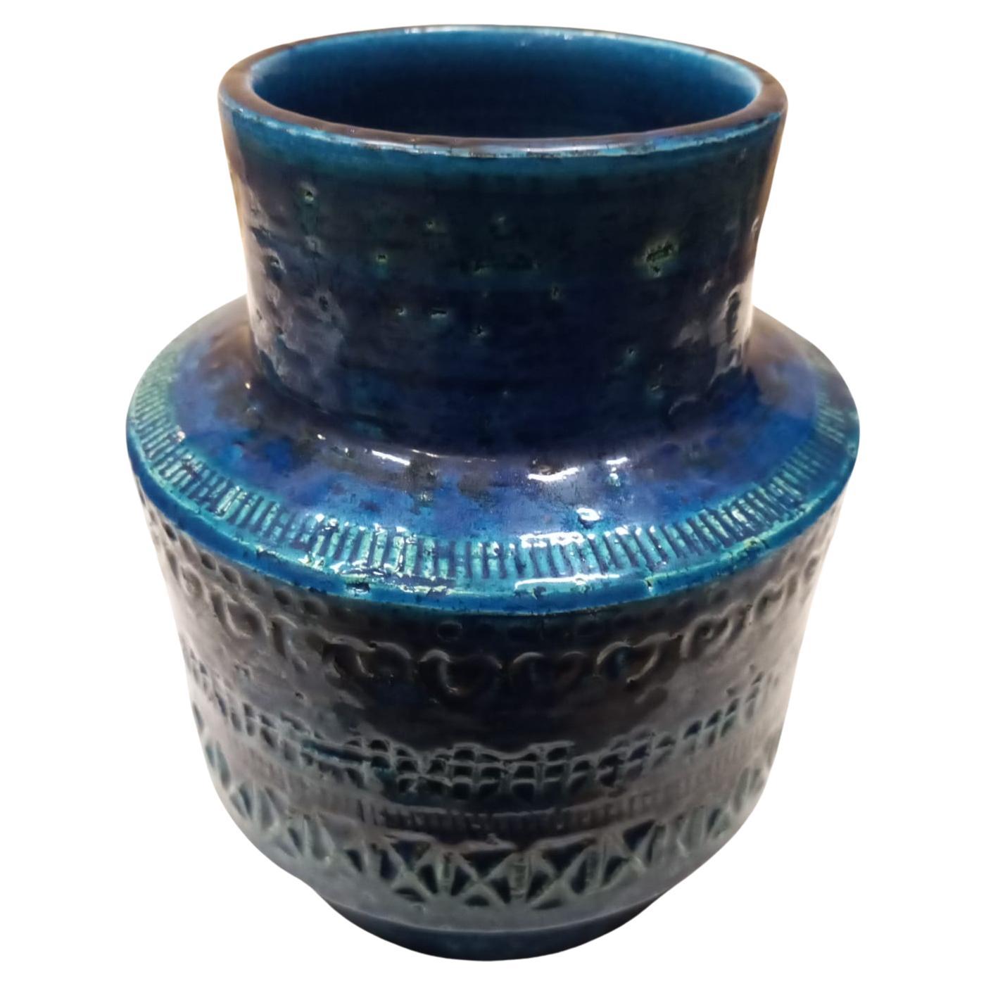 Rundes Keramik-Set von Aldo Londi, blau glasiert, Bitossi, Mitte des 20. Jahrhunderts im Angebot 7