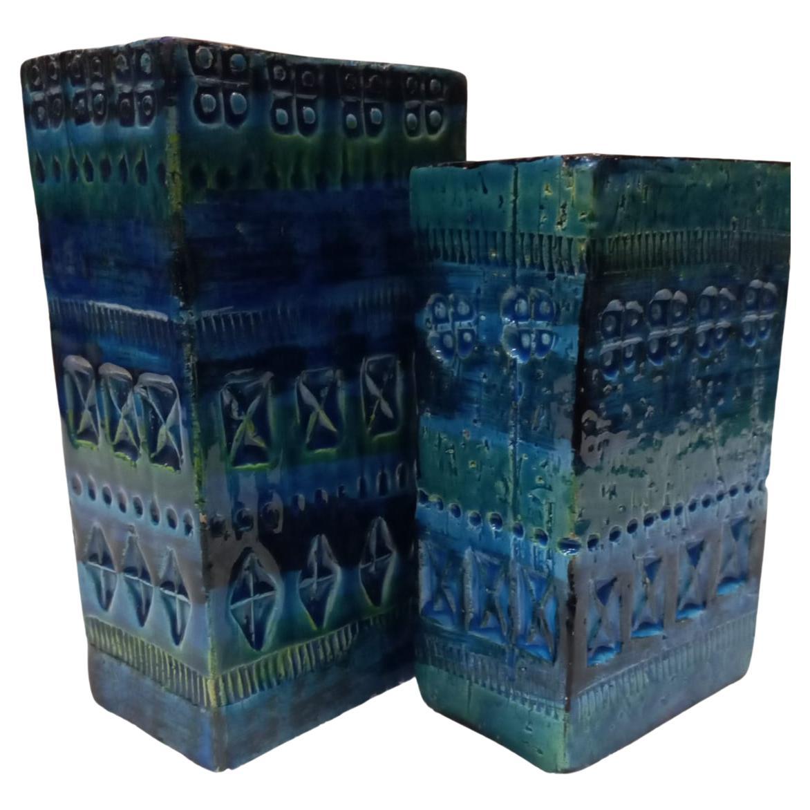 Rundes Keramik-Set von Aldo Londi, blau glasiert, Bitossi, Mitte des 20. Jahrhunderts im Angebot 2