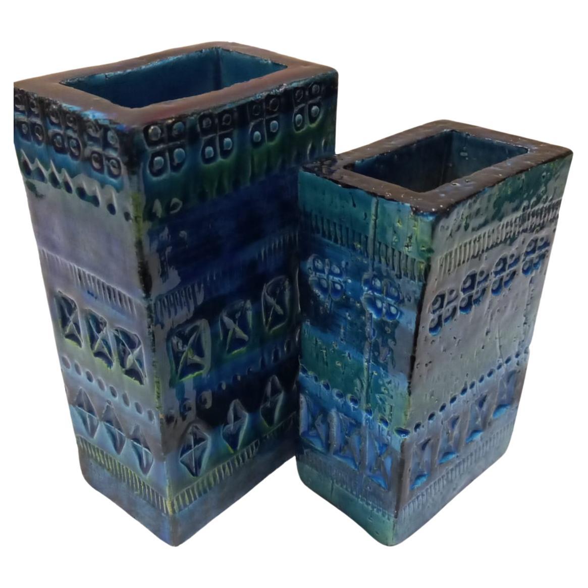 Rundes Keramik-Set von Aldo Londi, blau glasiert, Bitossi, Mitte des 20. Jahrhunderts im Angebot 3