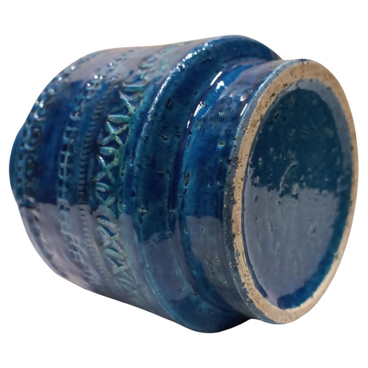Aldo Londi Circular Ceramic Vase, Blue Glazed, Bitossi, Mid 20th Century 1