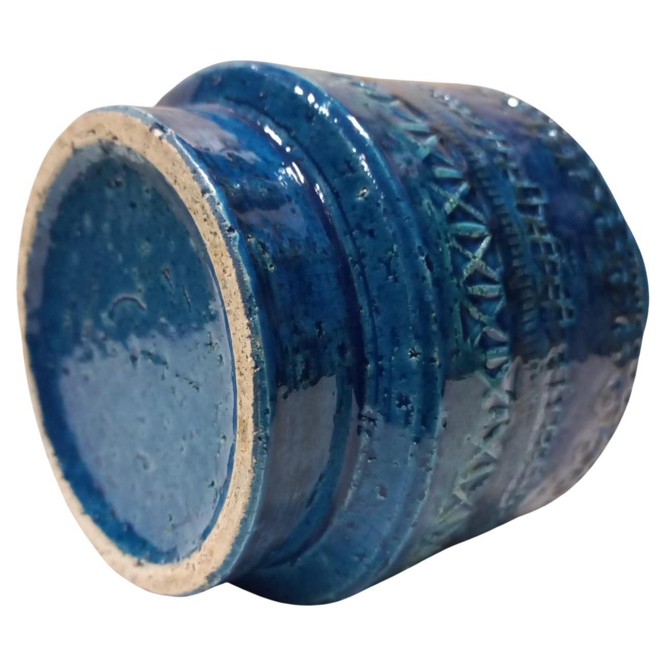 Aldo Londi Circular Ceramic Vase, Blue Glazed, Bitossi, Mid 20th Century 3