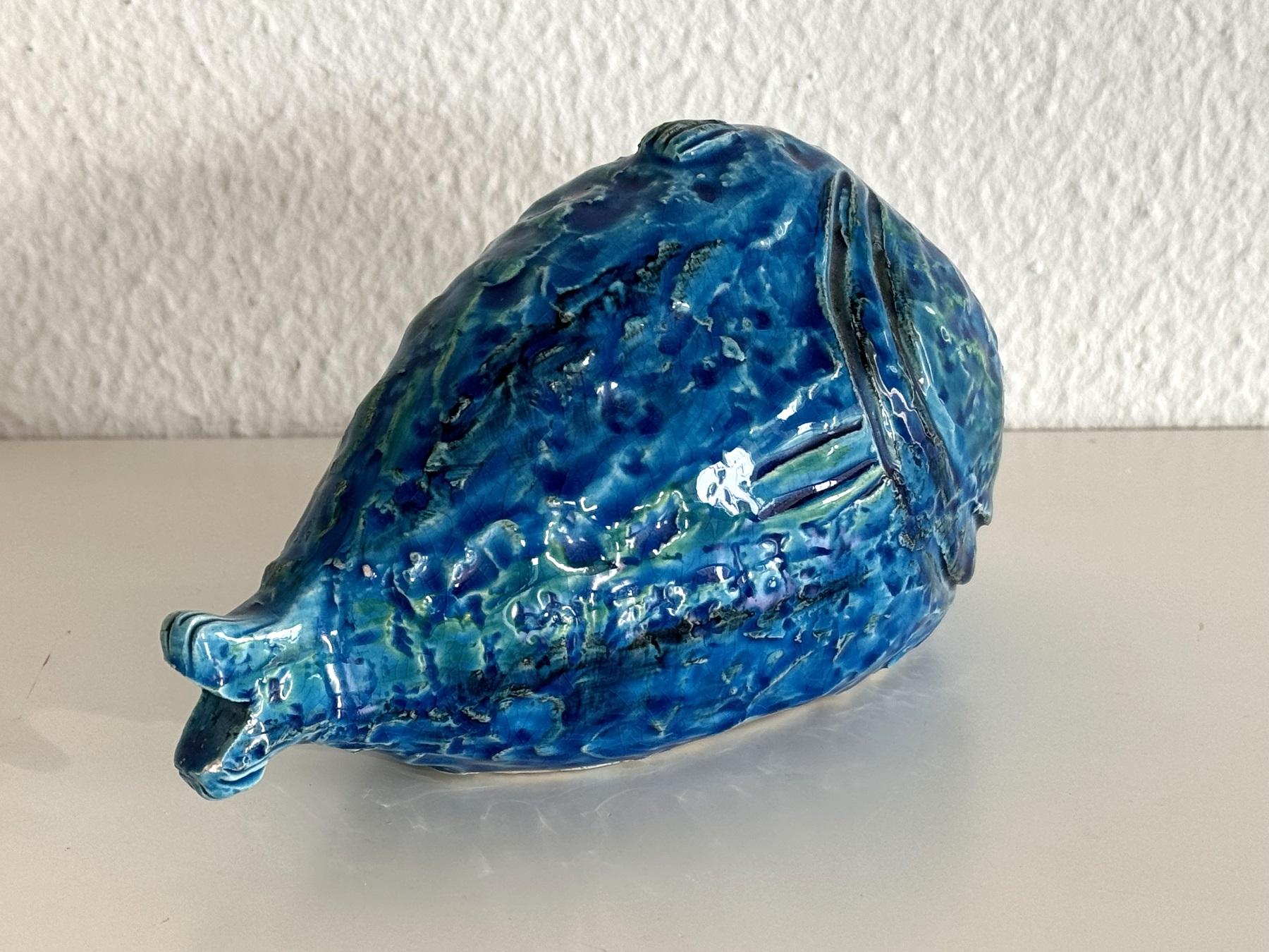 Fatto a mano Aldo Londi per Bitossi Fish Rimini Blu Design, Italia 1960s in vendita