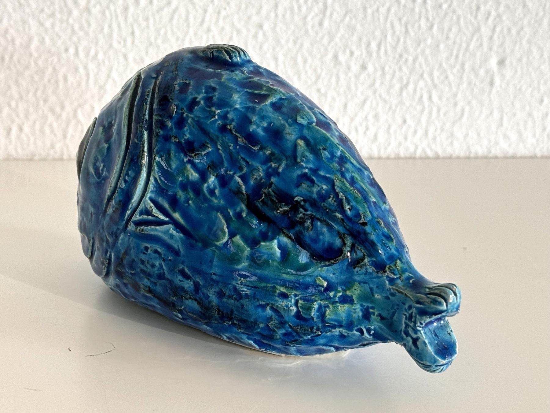 Aldo Londi per Bitossi Fish Rimini Blu Design, Italia 1960s In condizioni buone in vendita a Morazzone, Varese