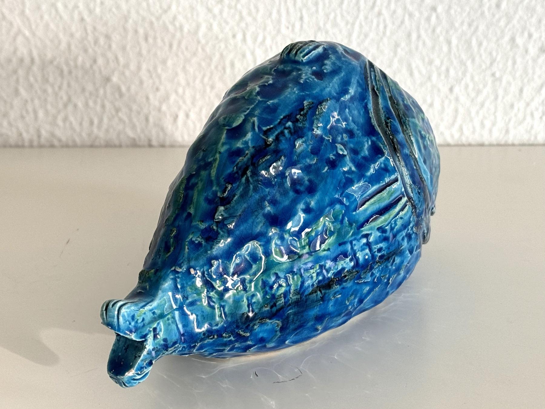Fine XX secolo Aldo Londi per Bitossi Fish Rimini Blu Design, Italia 1960s in vendita