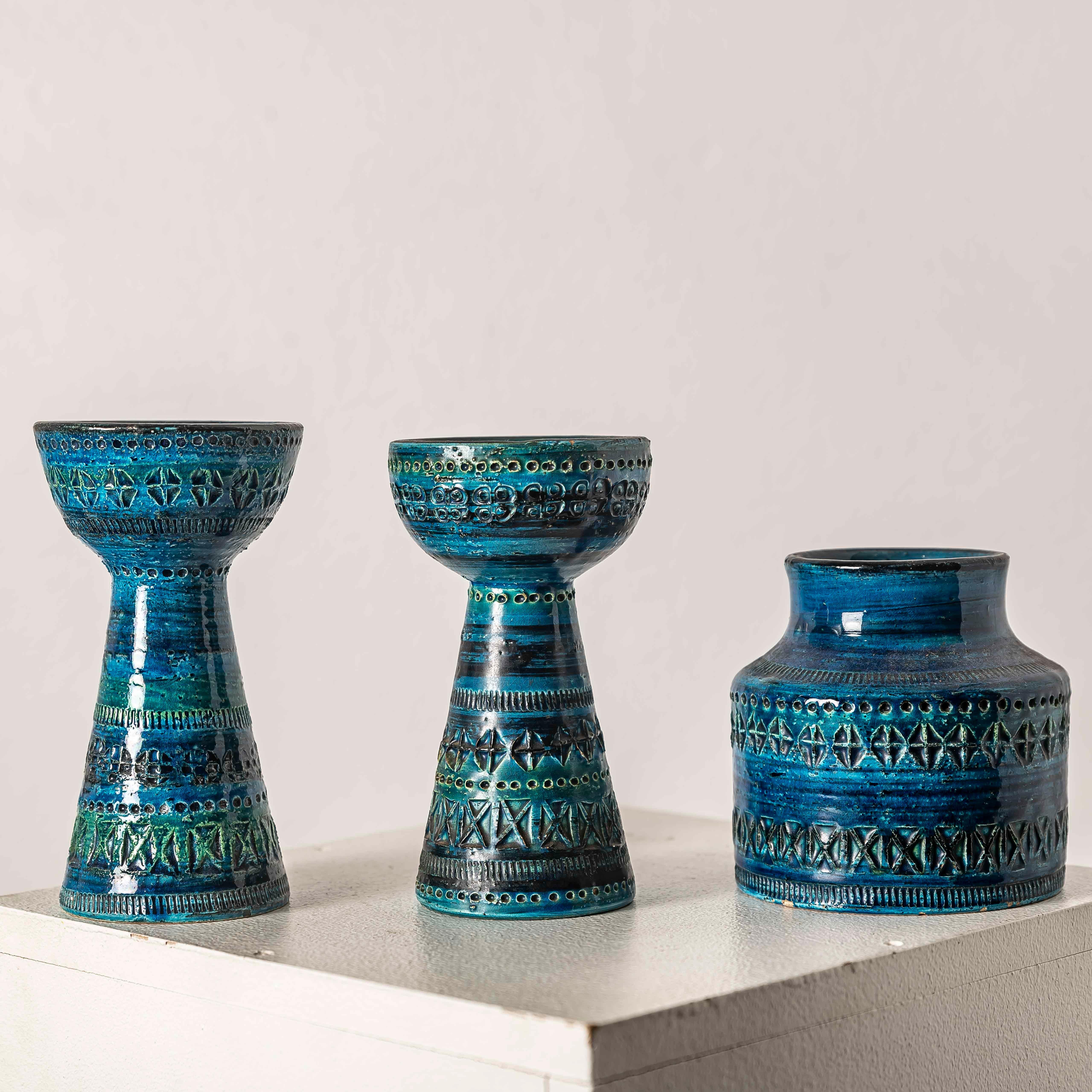 Late 20th Century Aldo Londi for Bitossi 3 set Rimini pieces, Italy 1970s For Sale