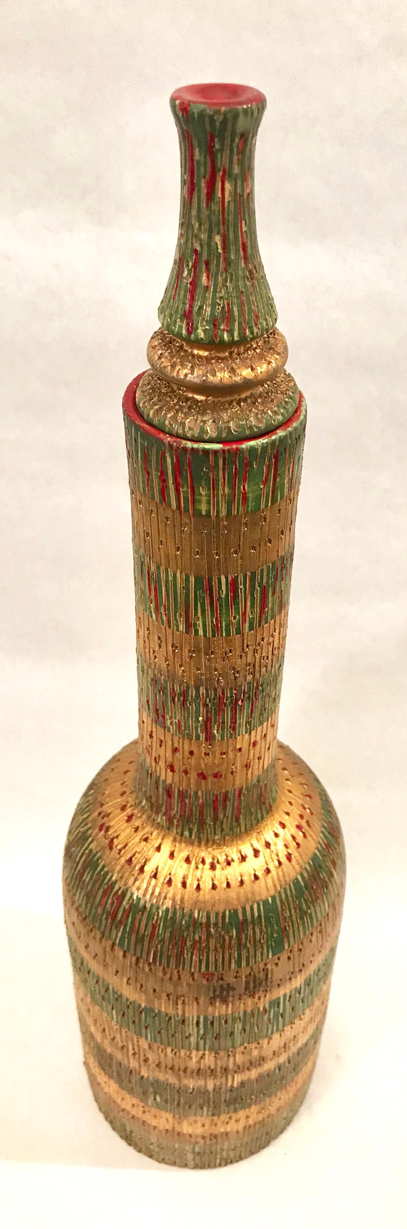 Mid-20th Century Aldo Londi for Bitossi Art Pottery Bottle Decanter For Sale