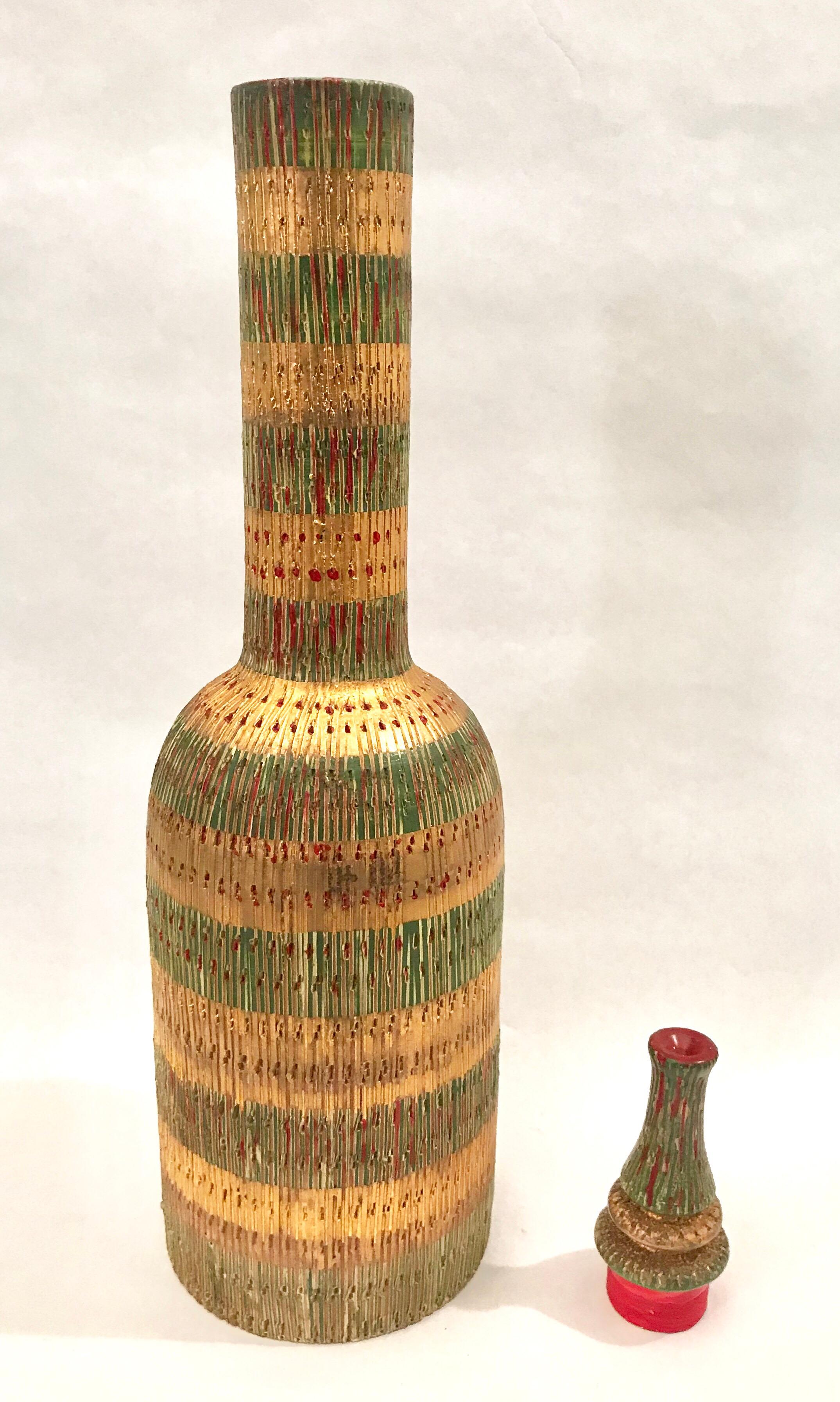 Aldo Londi for Bitossi Art Pottery Bottle Decanter For Sale 2