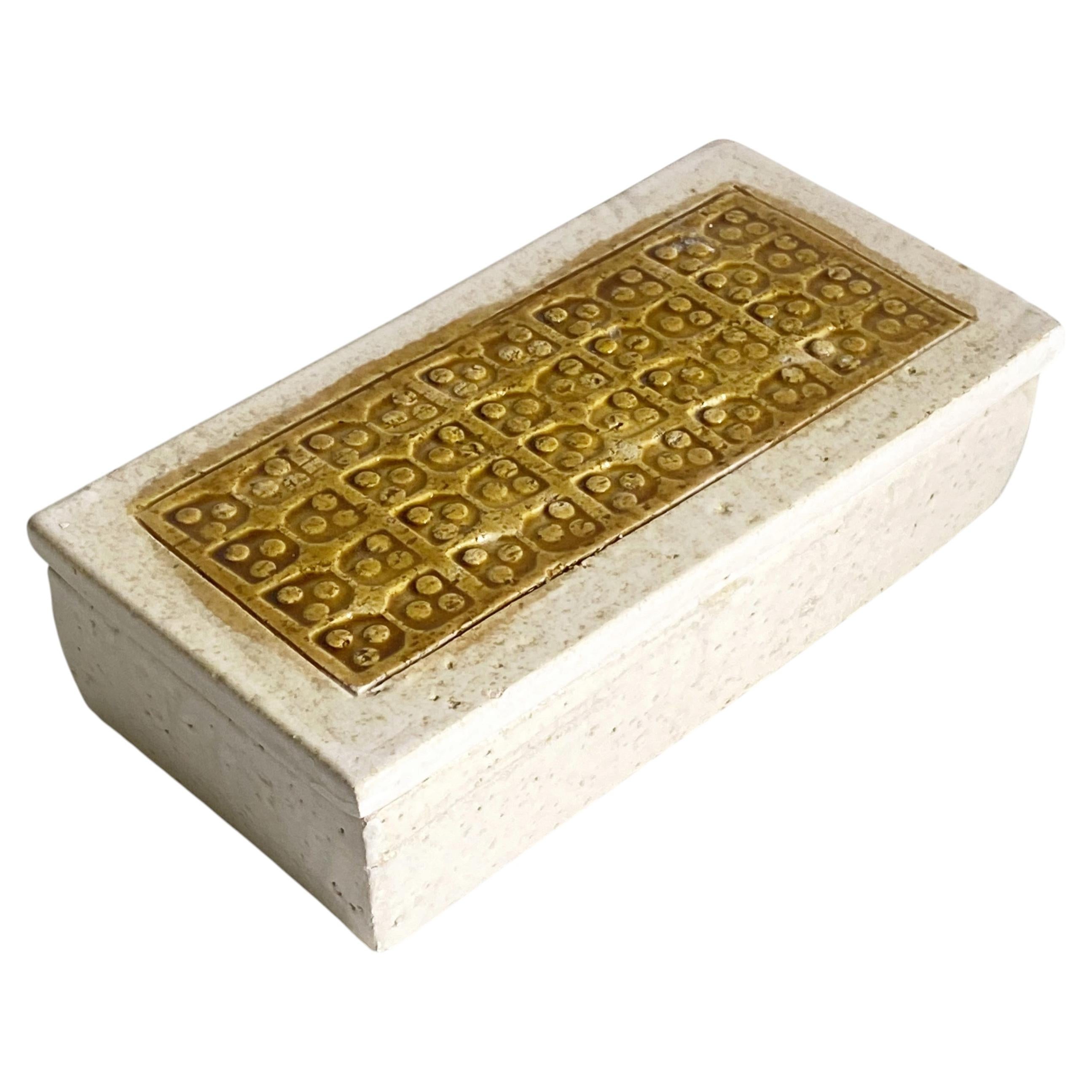Aldo Londi per Bitossi Attribuito Scatola con coperchio in ceramica con piastrelle in rilievo