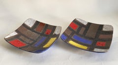 Aldo Londi for Bitossi Attributed Pair of Mondrian-Inspired Bowls -- Raymor