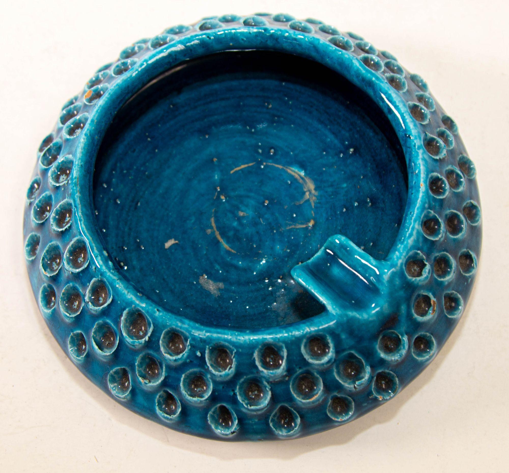 Aldo Londi for Bitossi Remini Blue Ceramic Ashtray Handcrafted in Italy
