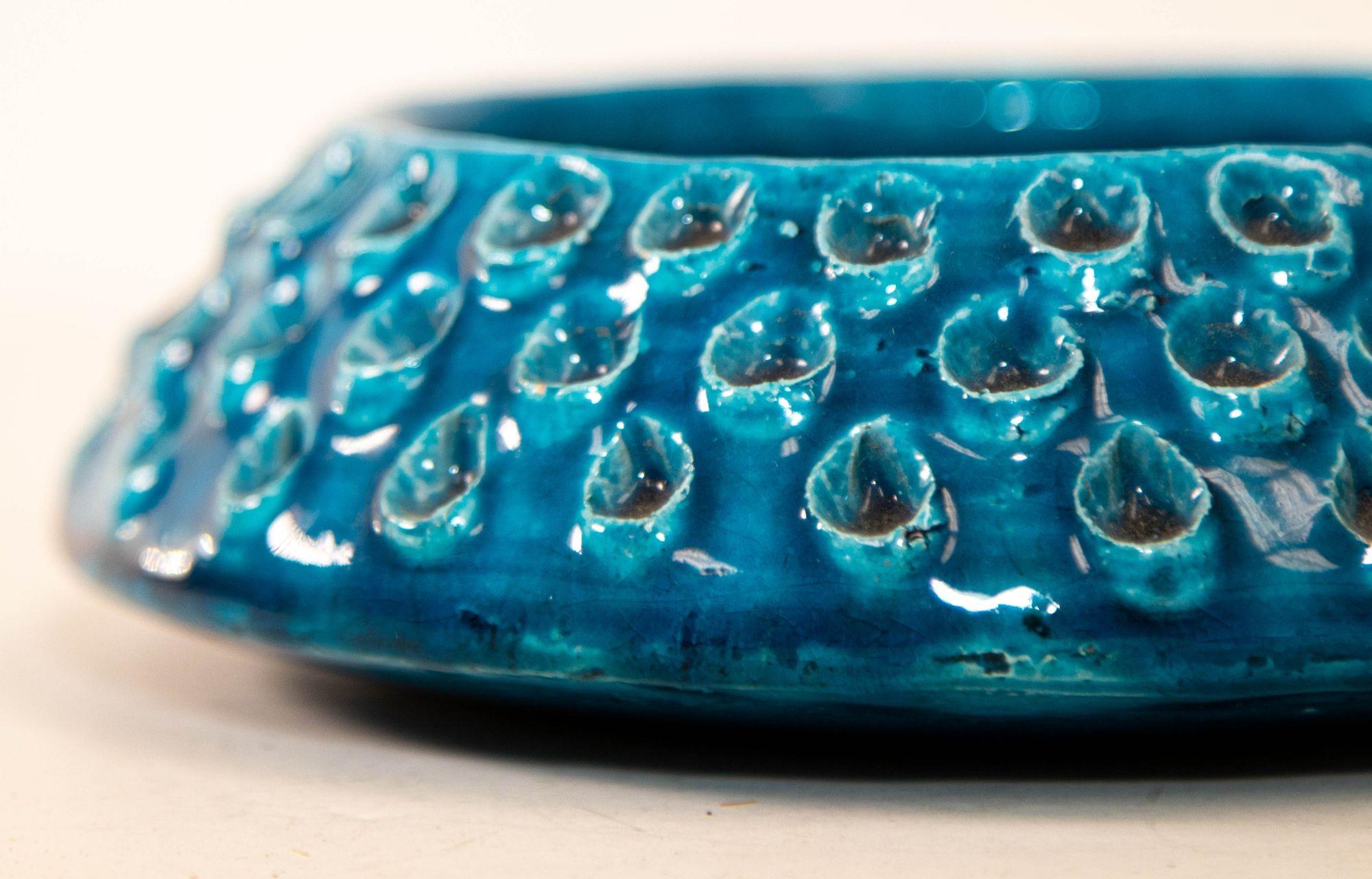Cendrier en céramique bleue fabriqué à la main en Italie par Aldo Londi pour Bitossi en vente 1
