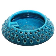 Aldo Londi for Bitossi Blue Ceramic Ashtray Handcrafted in Italy