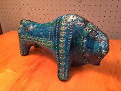 Aldo Londi for Bitossi Blue Ceramic Bull