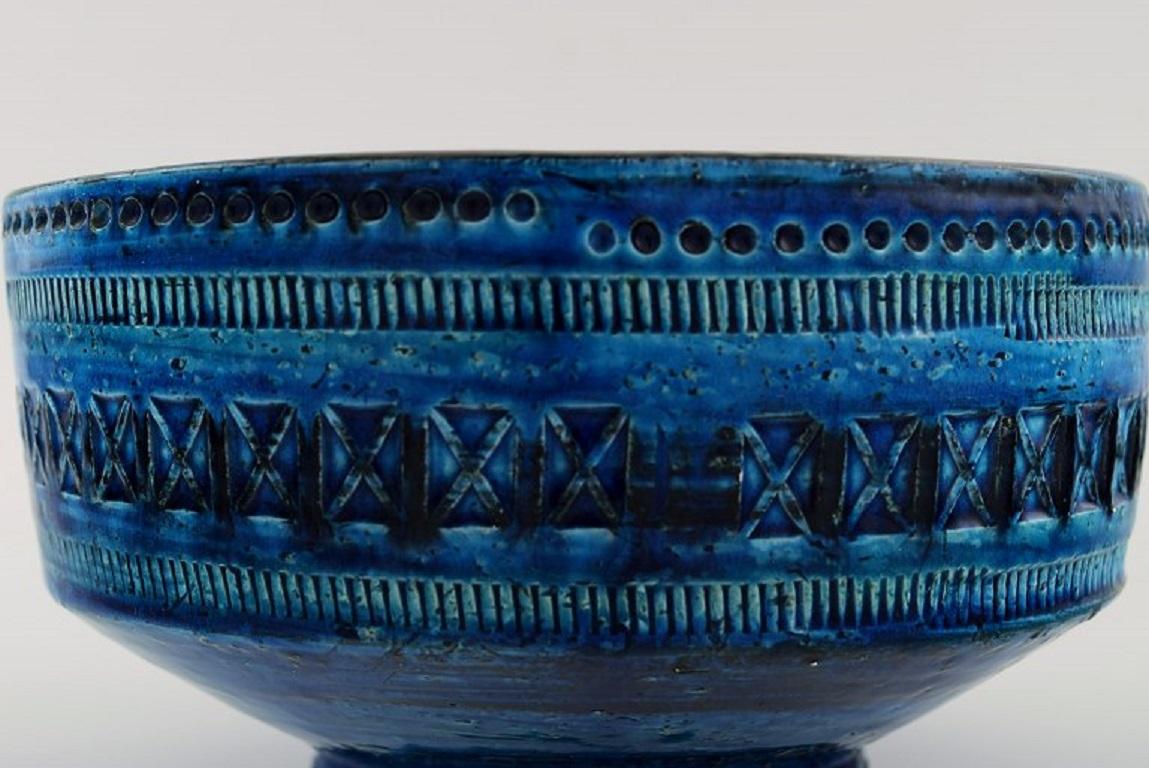 Aldo Londi for Bitossi, Bowl/ Flowerpot in Rimini-Blue Glazed Ceramics In Excellent Condition In Copenhagen, DK