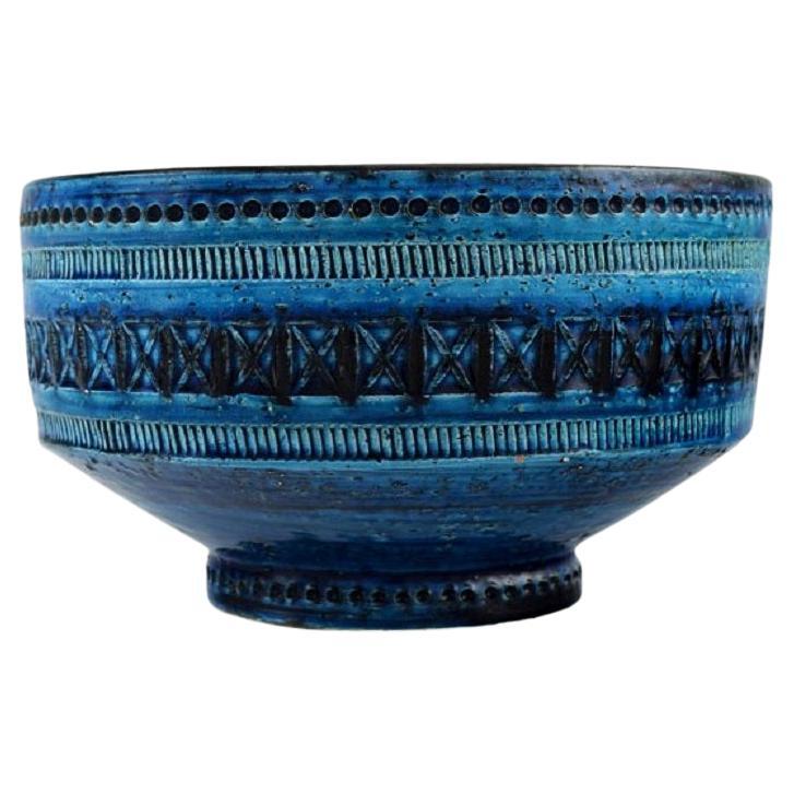 Aldo Londi for Bitossi, Bowl/ Flowerpot in Rimini-Blue Glazed Ceramics