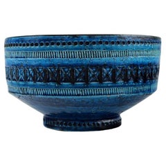 Aldo Londi for Bitossi, Bowl/ Flowerpot in Rimini-Blue Glazed Ceramics
