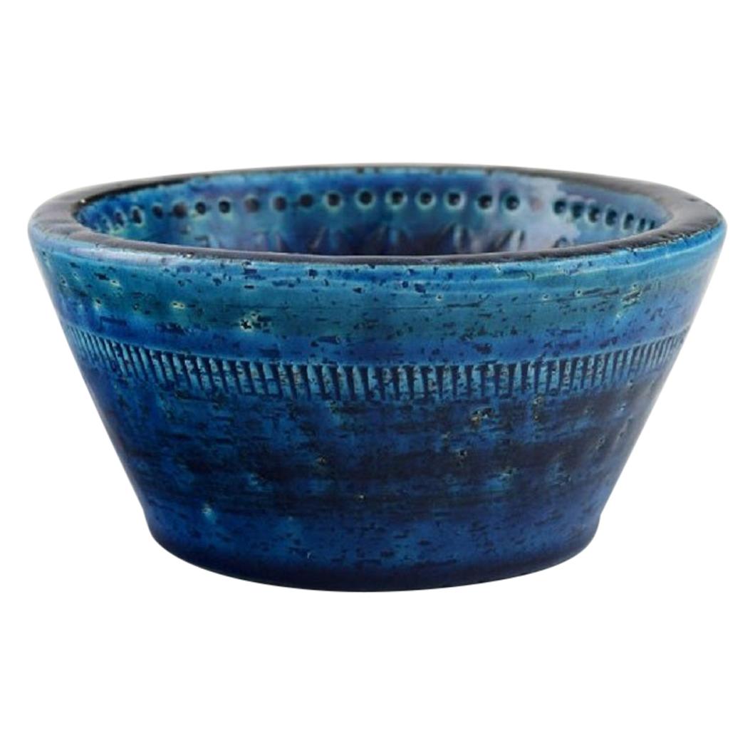 Aldo Londi for Bitossi. Bowl in Rimini-Blue Glazed Ceramics, 1960's