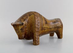 Aldo Londi for Bitossi, Bull in Mustard Yellow Glazed Ceramics, 1960s