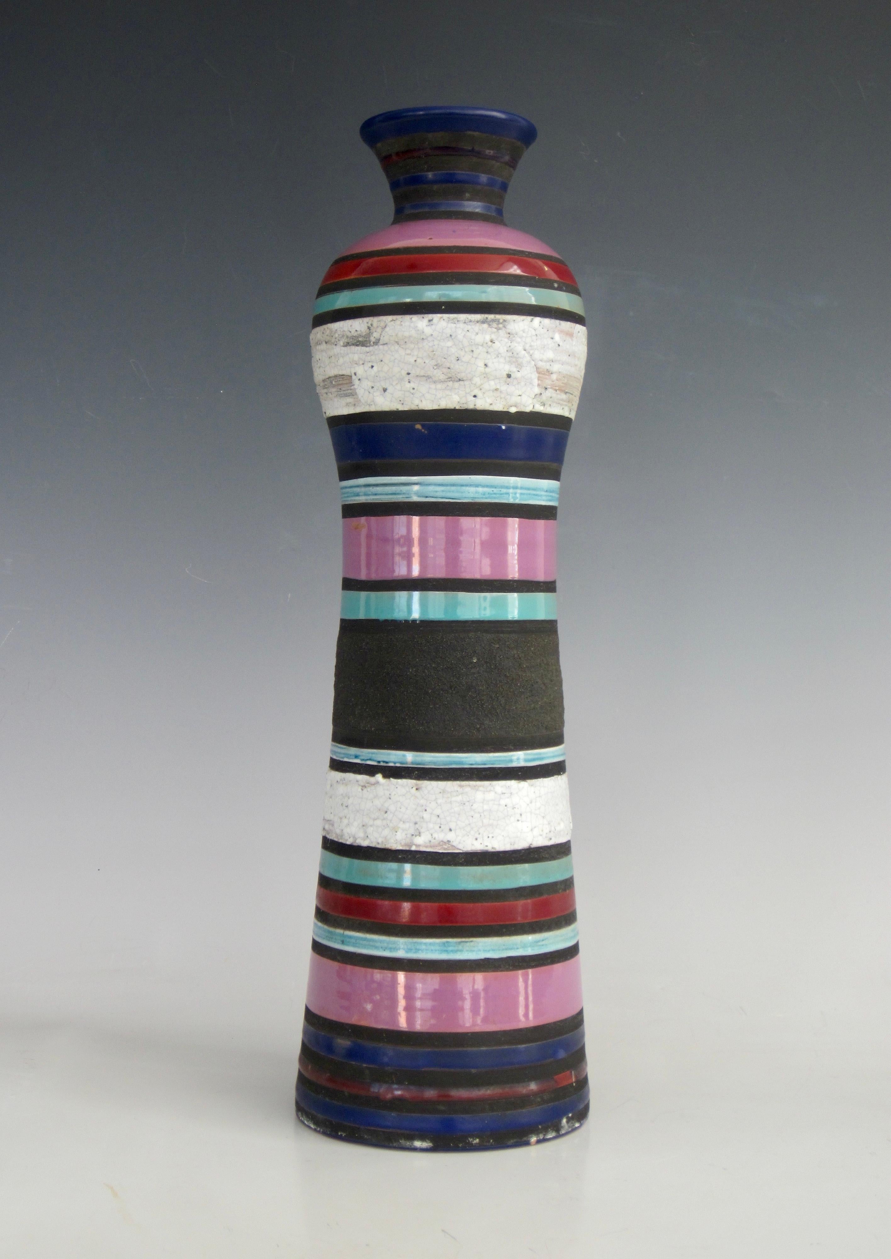 Aldo Londi für Bitossi Cambogia Gestreifte Vase, 1950er Jahre (Italienisch) im Angebot