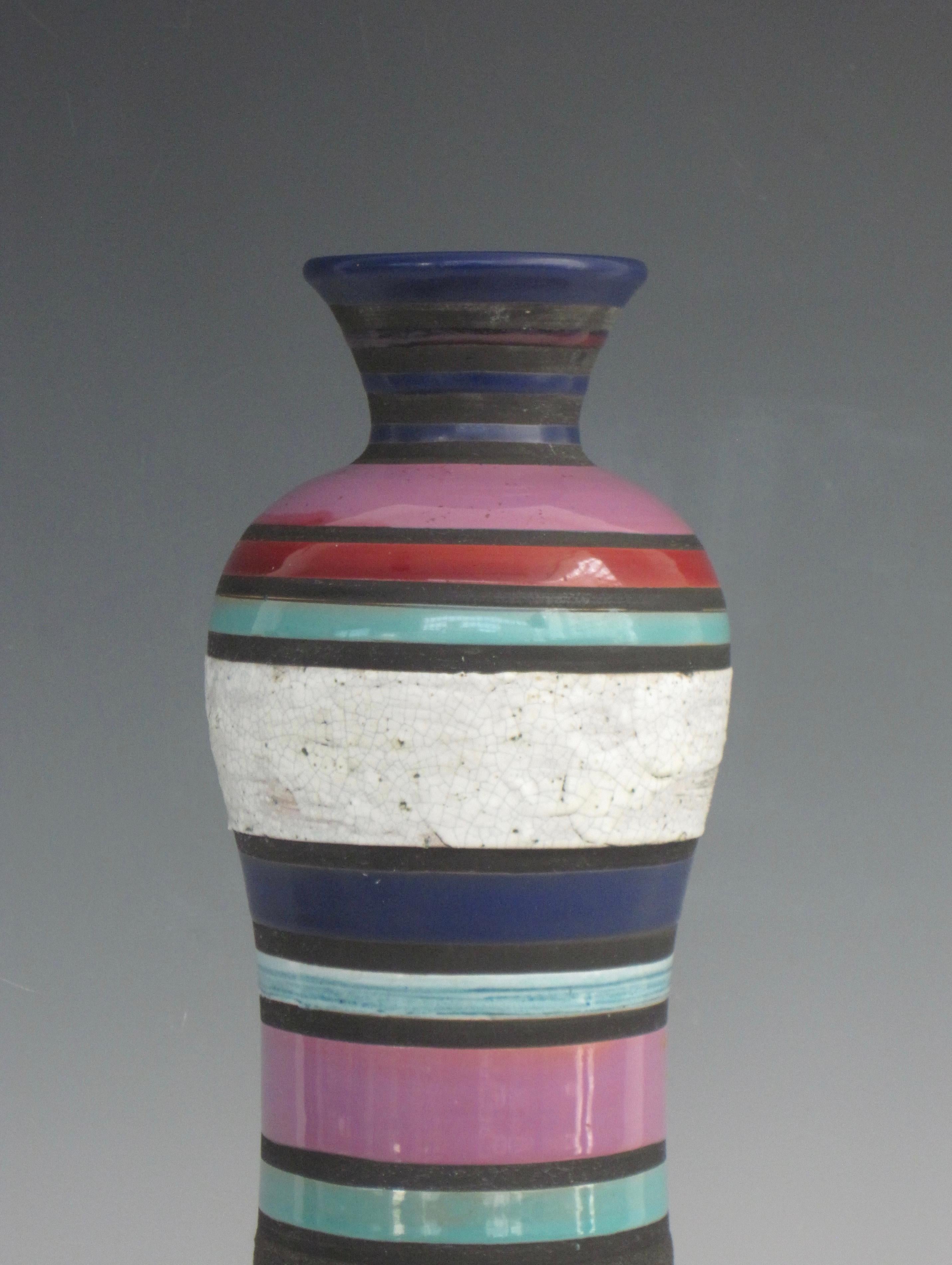 20th Century Aldo Londi for Bitossi Cambogia Striped Vase, 1950's For Sale