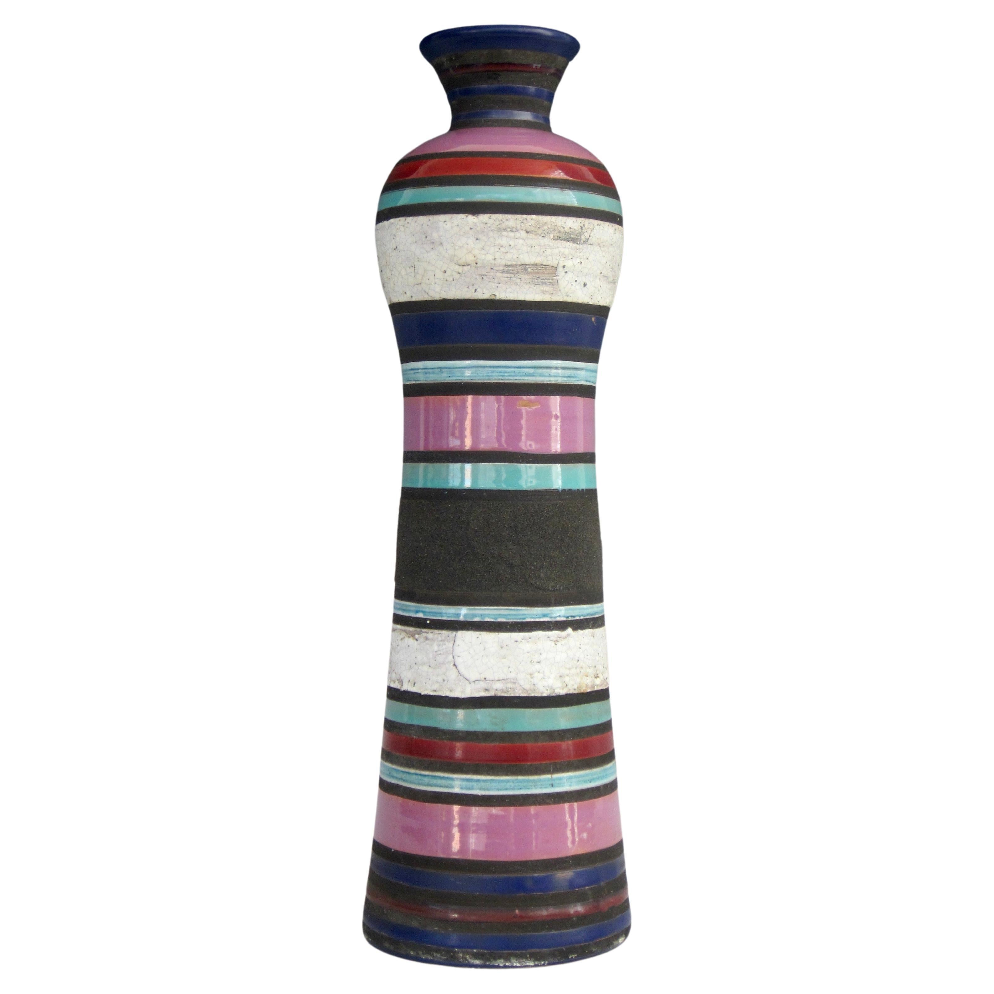 Aldo Londi for Bitossi Cambogia Striped Vase, 1950's For Sale