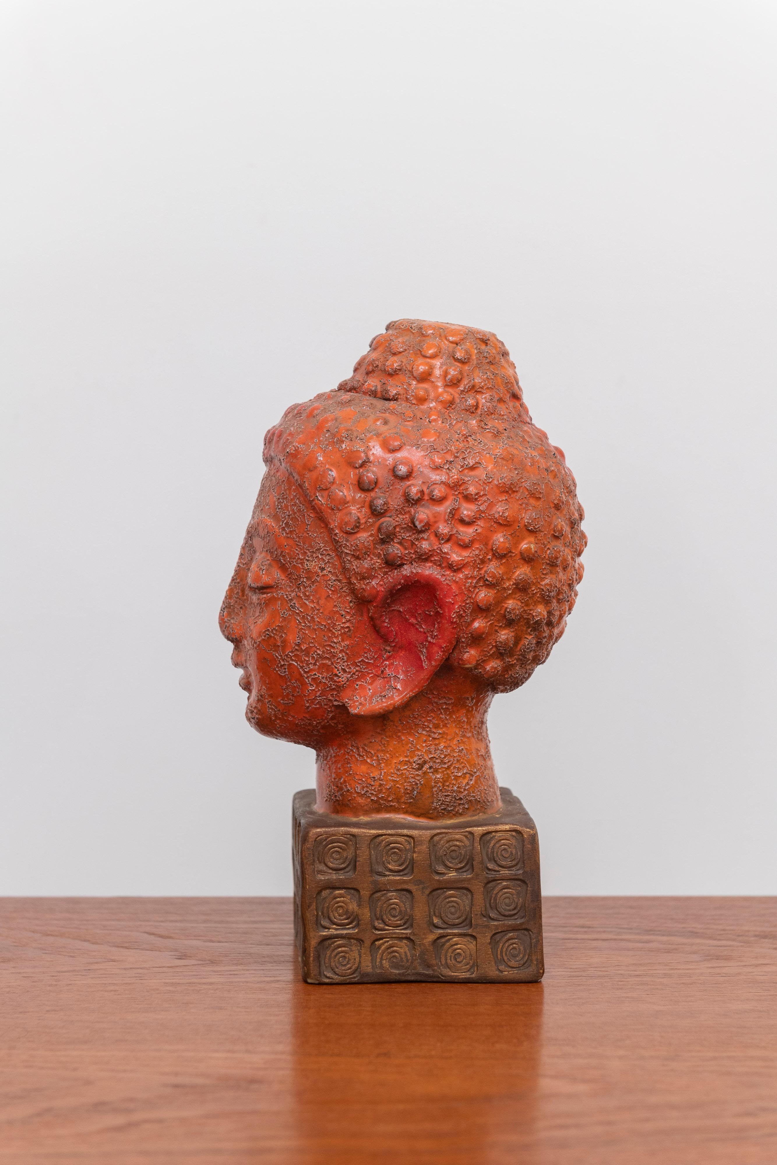 Mid-Century Modern Aldo Londi for Bitossi Ceramic Buddha Head