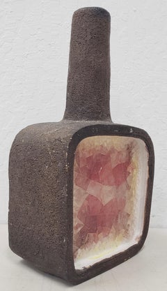 Aldo Londi for Bitossi Ceramic and Fused Glass Pottery Vase, circa 1950s