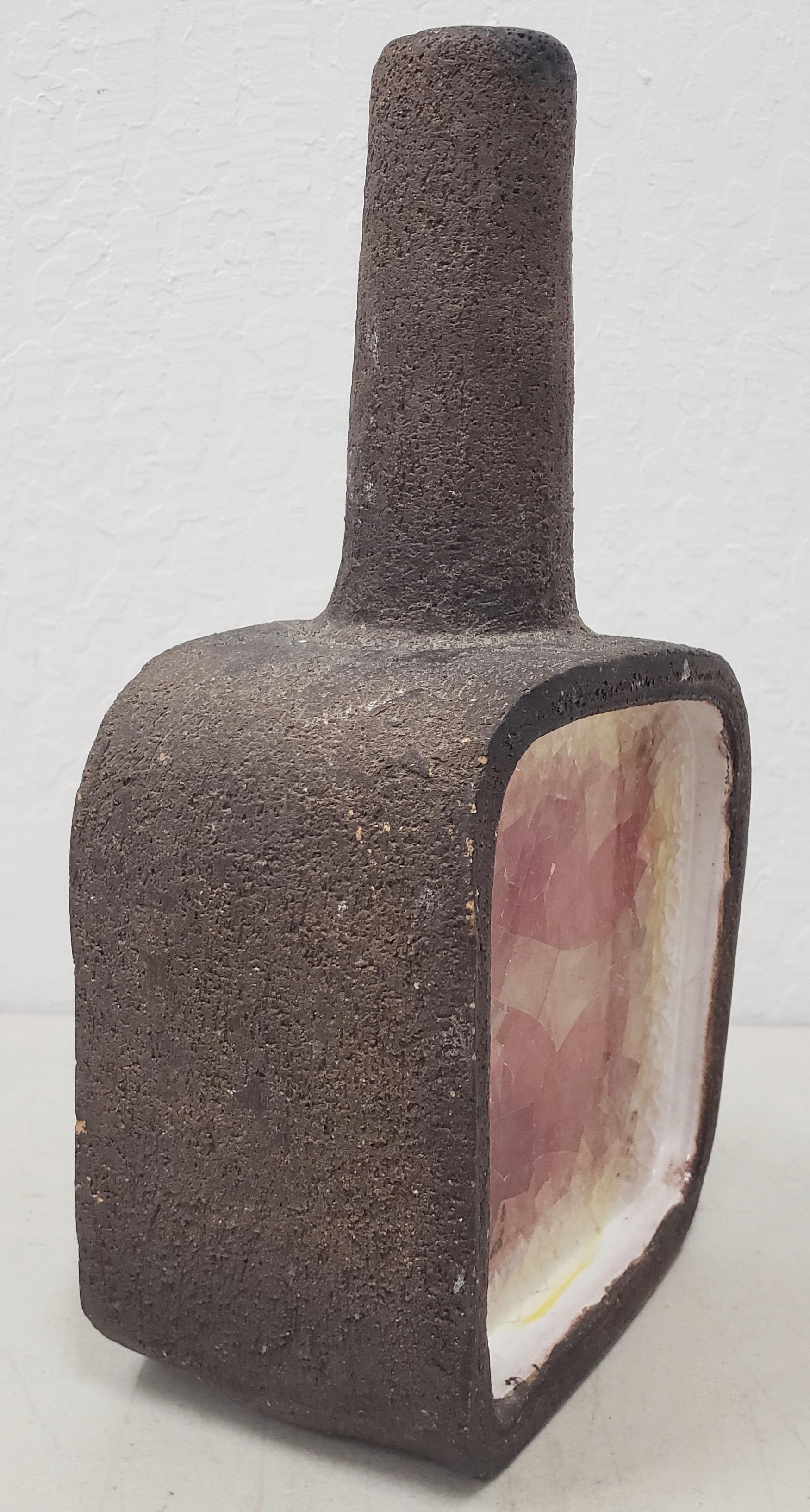 20th Century Aldo Londi for Bitossi Ceramic and Fused Glass Pottery Vase, circa 1950s For Sale
