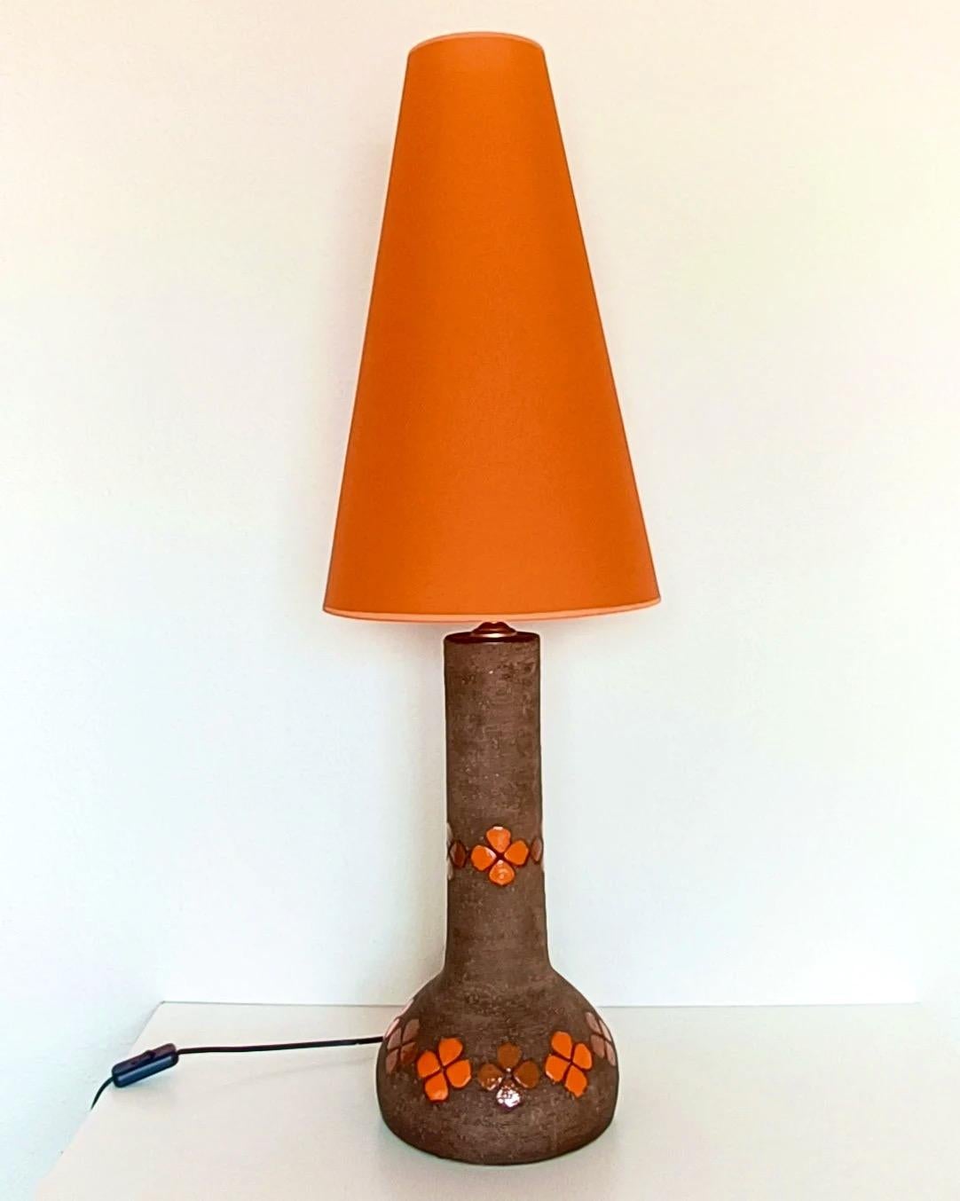 Glazed Bitossi by Aldo Londi Brutalist Quadrifoglio Decor Table Lamp, Italy, 1960s For Sale
