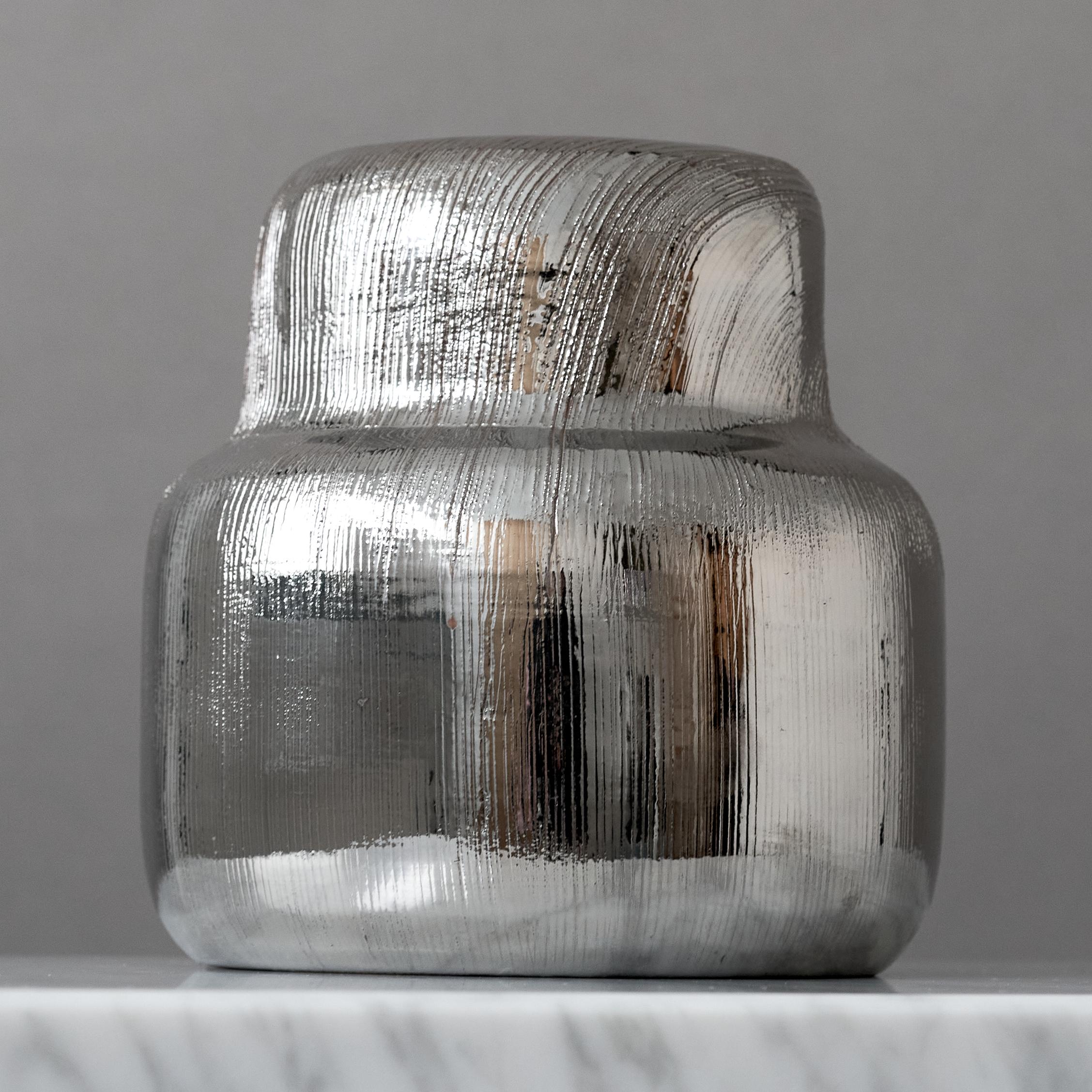 Aldo Londi per Bitossi Scultura di gufo in ceramica di metà secolo in argento, Italia, anni '60. In condizioni buone in vendita a Malmö, SE