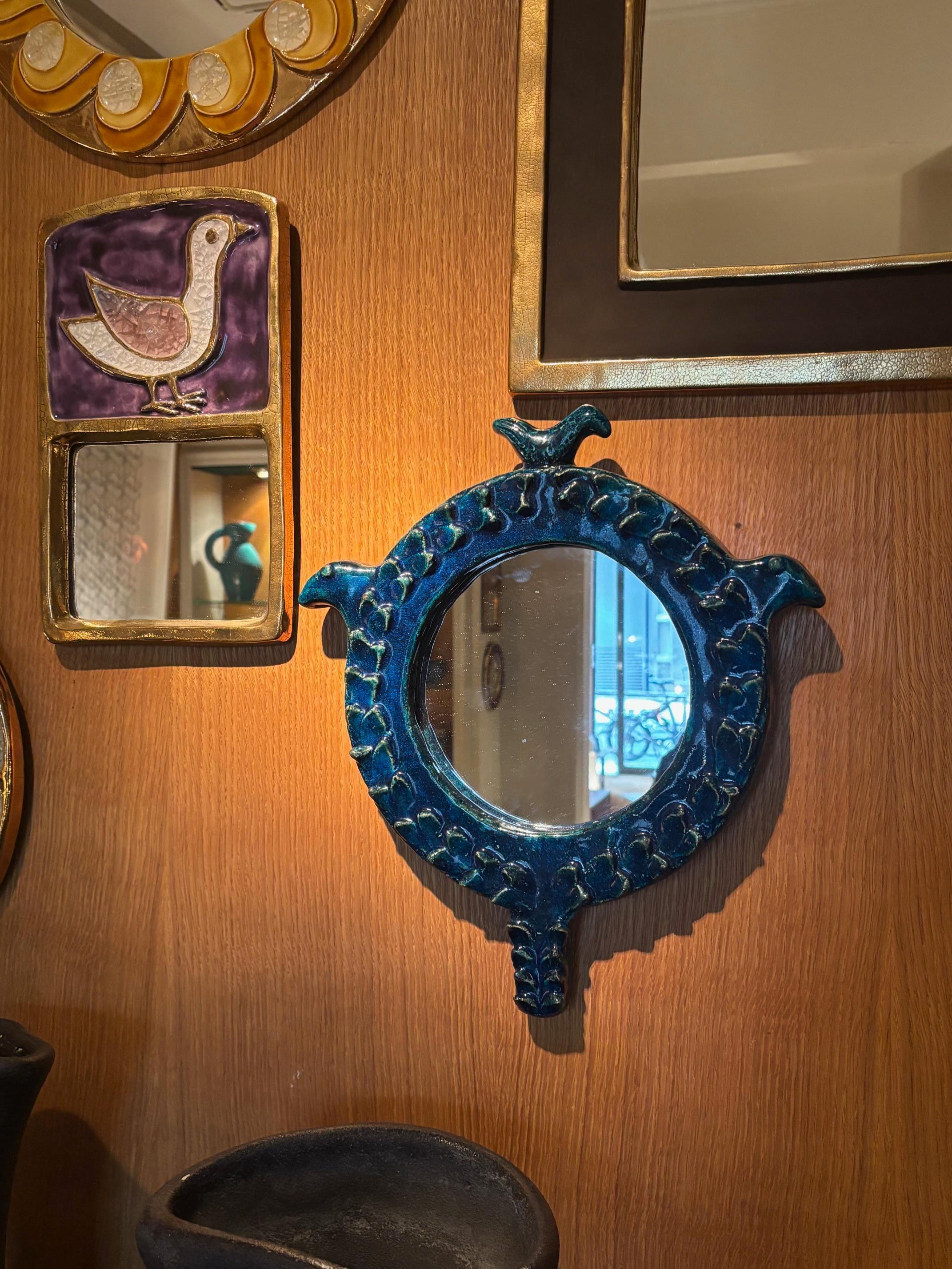 Aldo Londi for Bitossi Ceramic Mirror, France, 1960s en venta 1